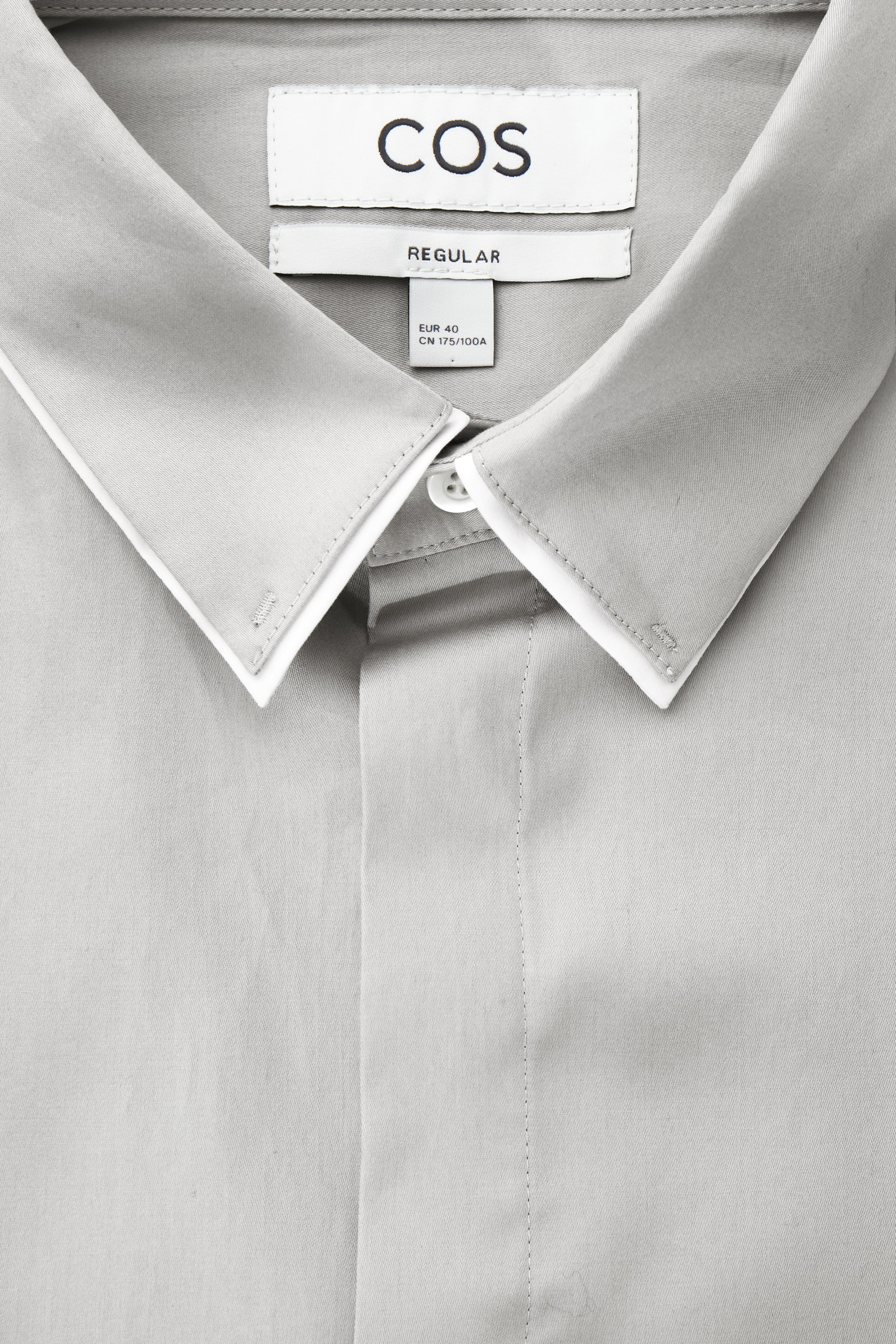 View larger image: LAYERED-COLLAR COTTON DRESS SHIRT - LIGHT GREY - Men | H&M GB 2