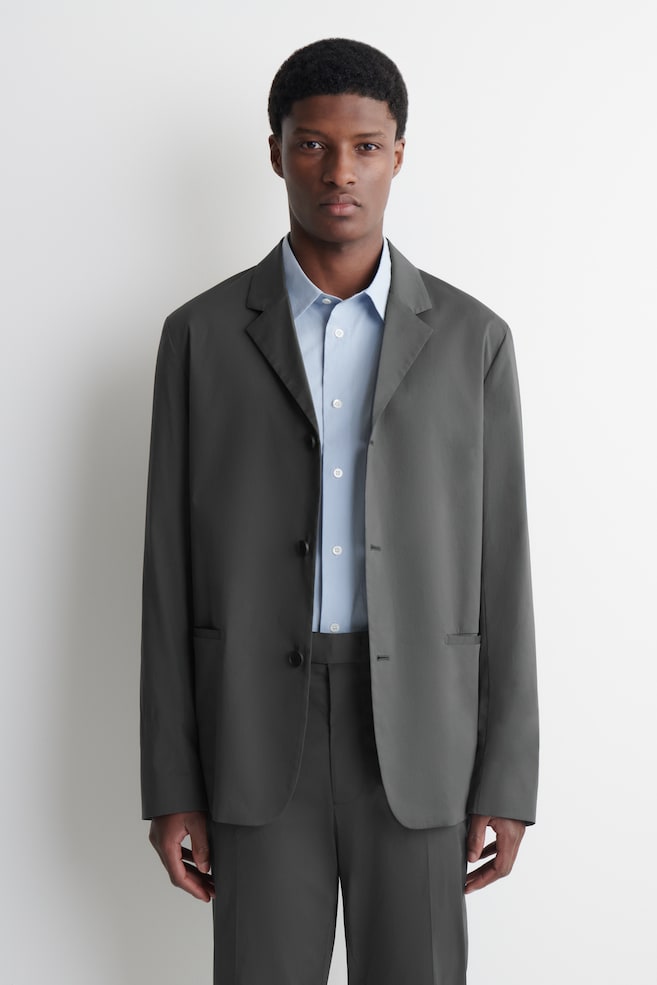 BLAZER DESESTRUCTURADA ALGODÓN SLIM FIT - GRIS OSCURO - 1