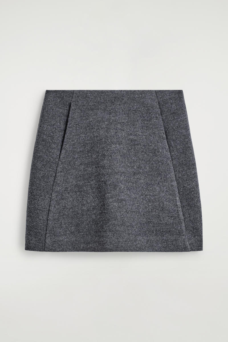 Cos Boiled Merino Wool Mini Skirt In Gray