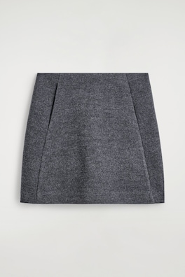 BOILED MERINO WOOL MINI SKIRT — GREY 7