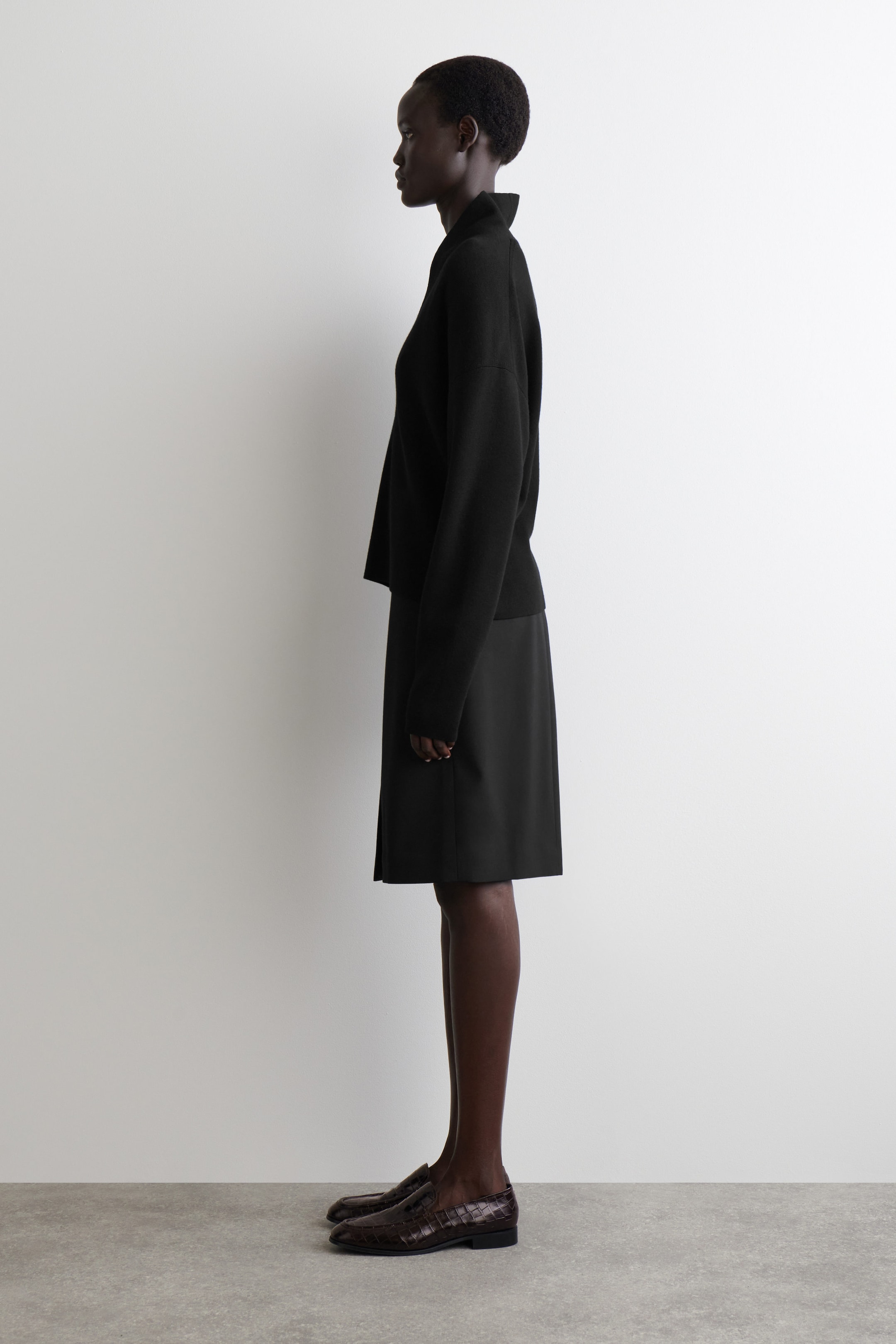 DRAPED MERINO WOOL V-NECK SWEATER