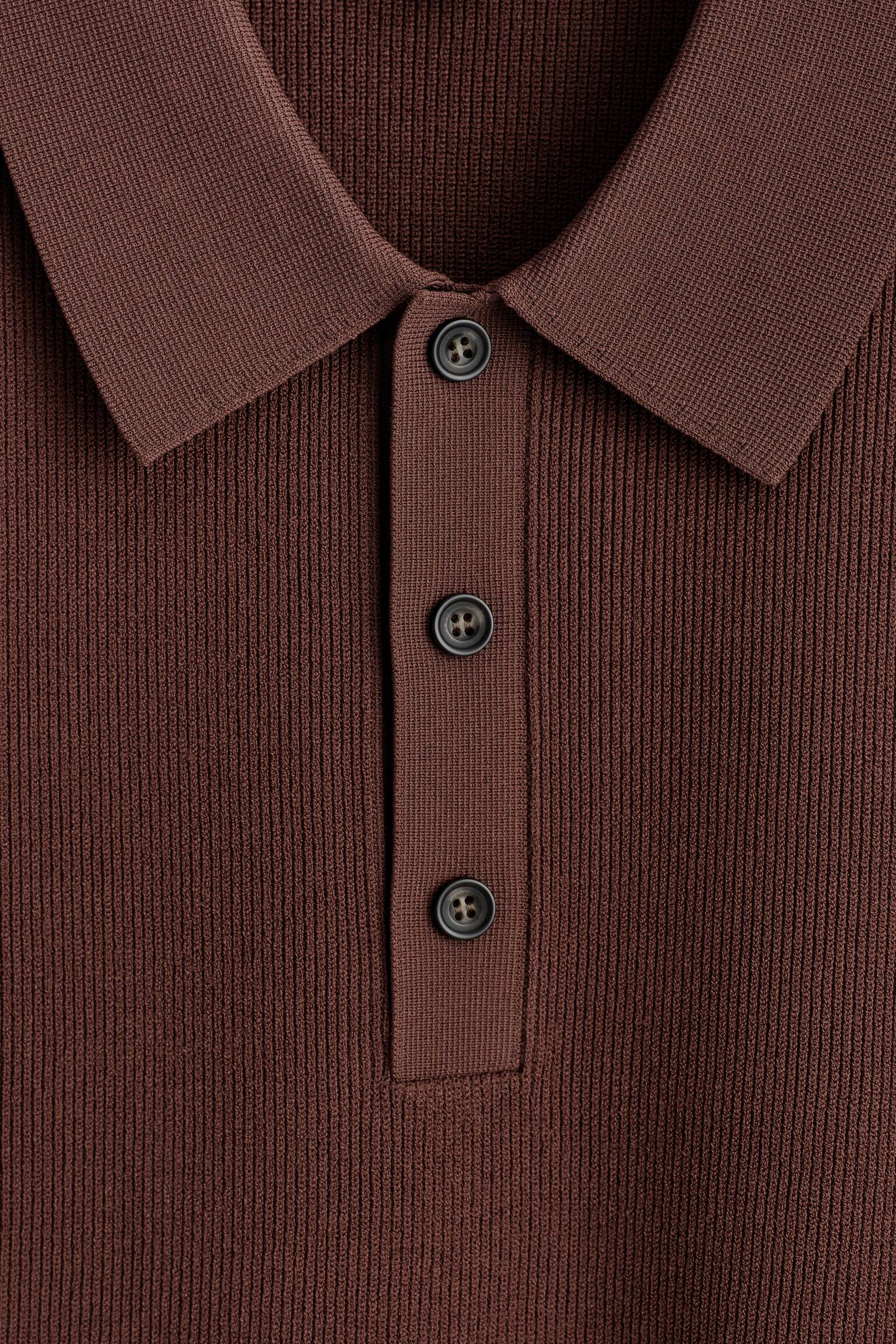 POLO SLIM EN MAILLE BOUCLÉE CÔTELÉE - ROUILLE/SAUGE - 5