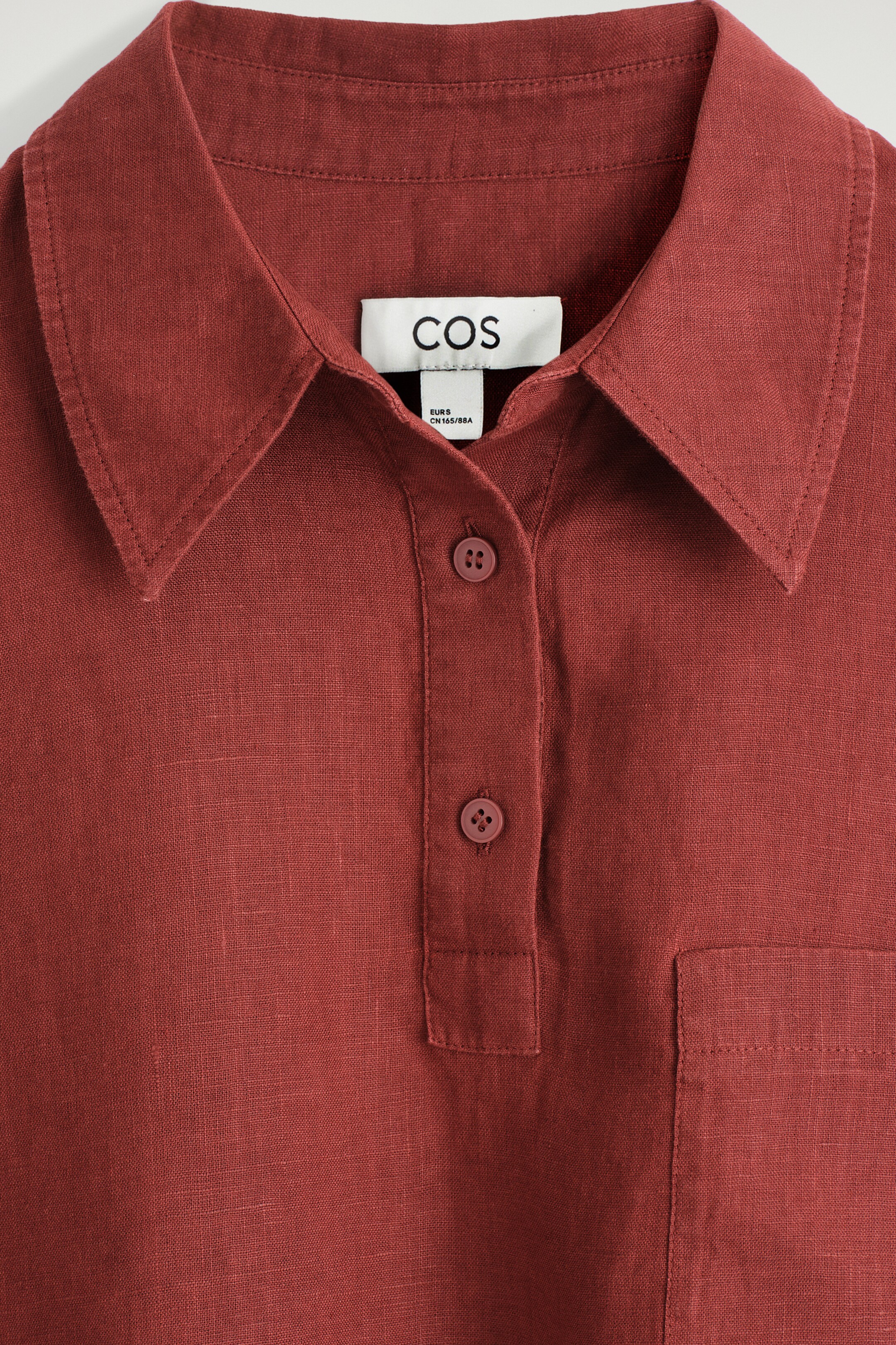 Agrandir l'image: CHEMISE À DEMI-PATTE EN LIN - ROUGE PROFOND - FEMME | H&M BE 7