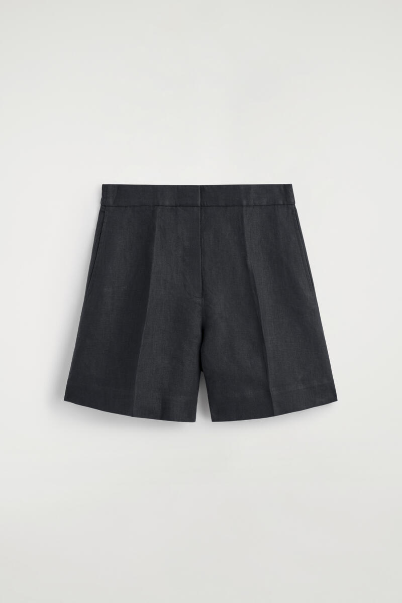 COS Skräddade Linneshorts Med Elastisk Midja Svart Kvinno Storlek 34