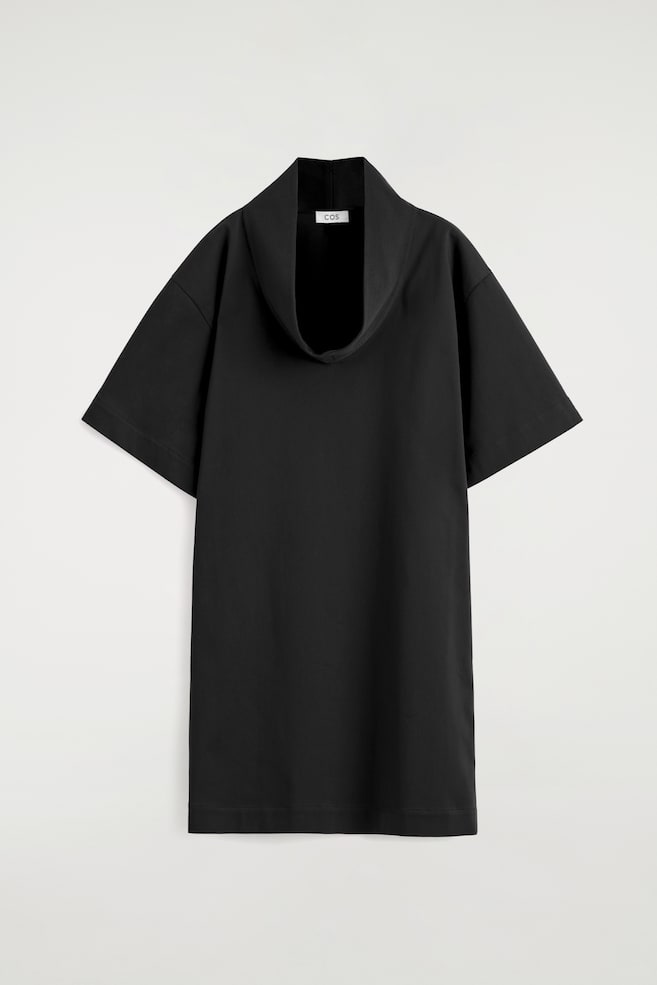 MINIKLEID MIT KRAGEN UND KOKON-SILHOUETTE - SCHWARZ - 1