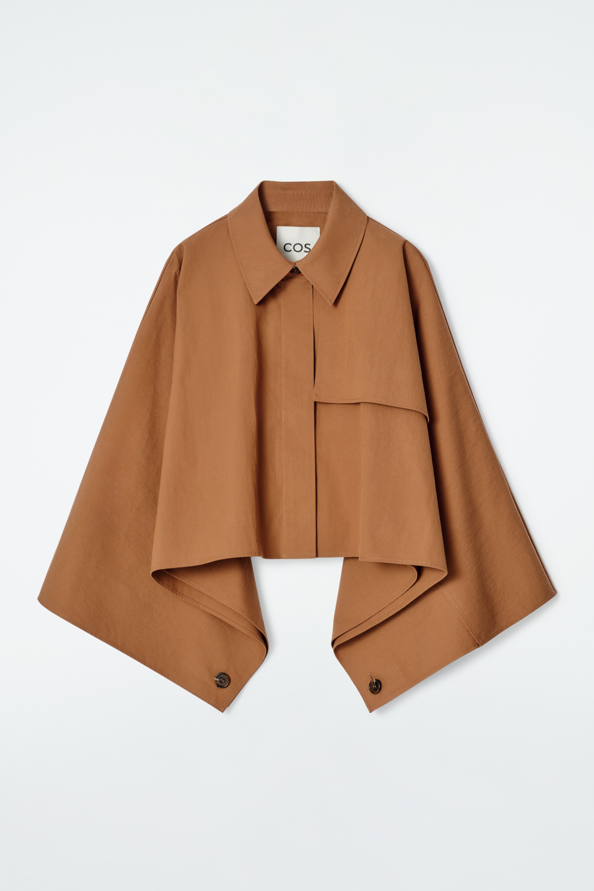 OVERSIZED CROPPED TRENCH COAT CAPE - RUST