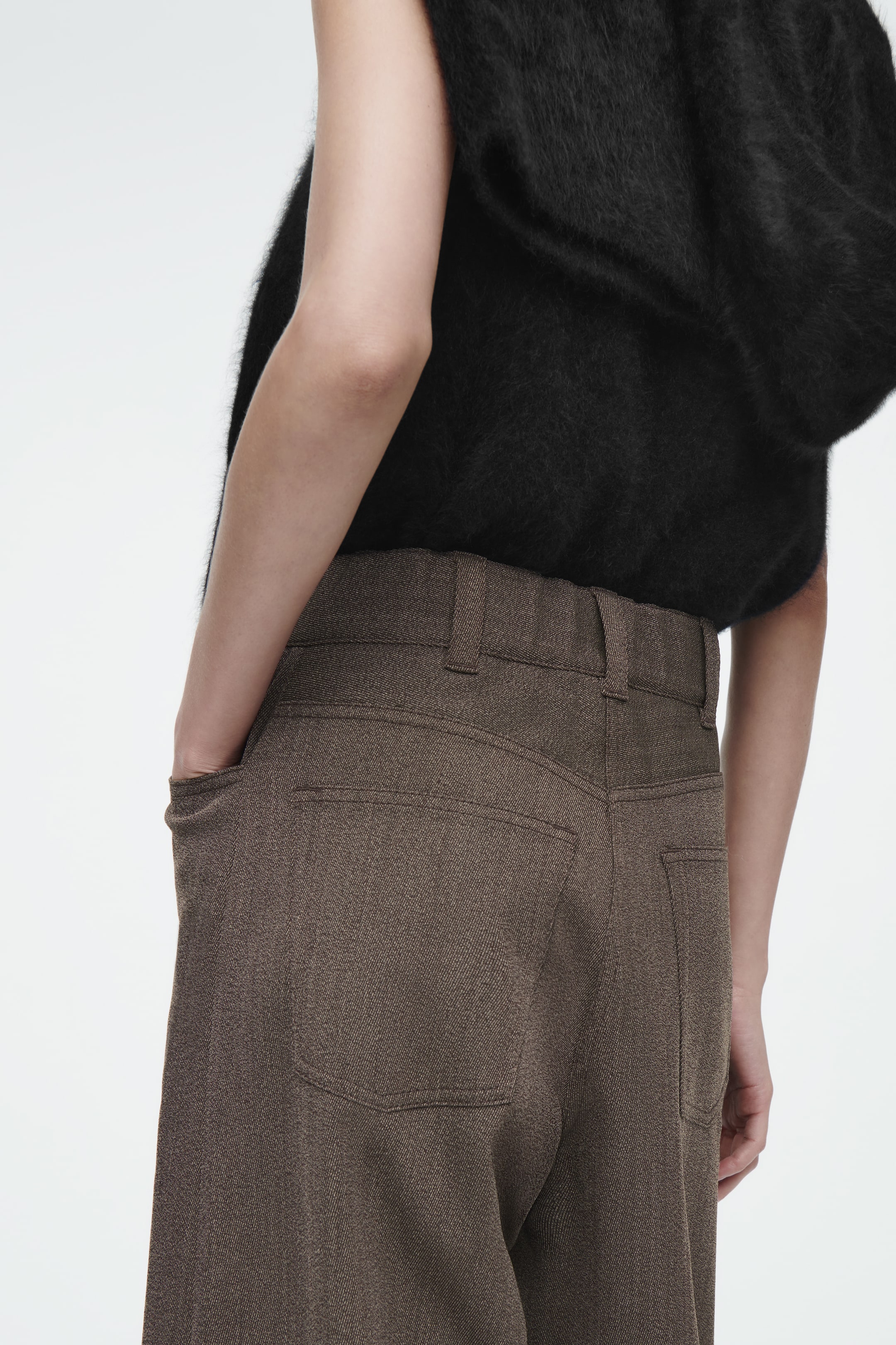 View larger image: REGULAR WOOL-BLEND WIDE-LEG TROUSERS - BROWN - Ladies | H&M GB 4