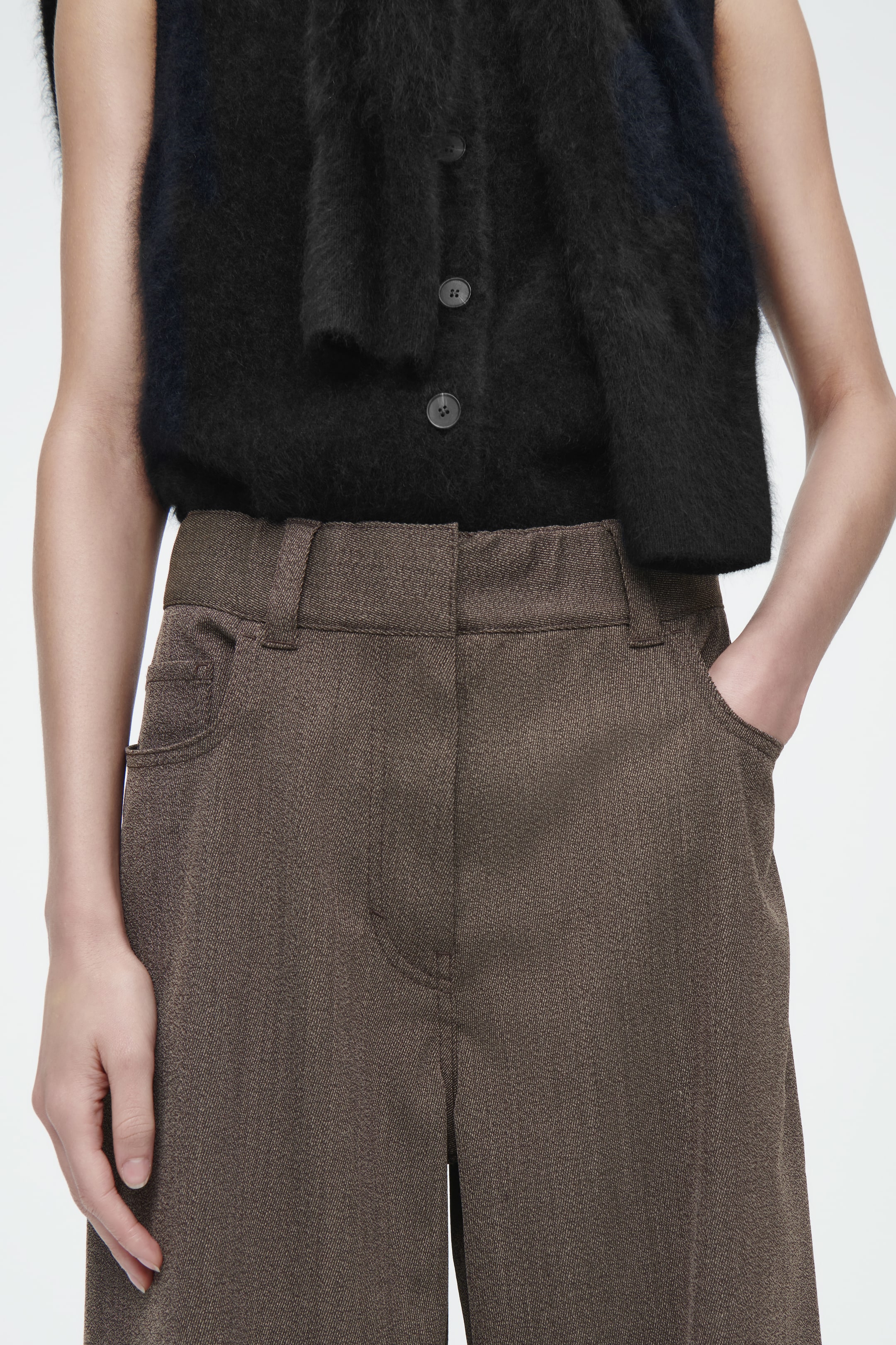 View larger image: REGULAR WOOL-BLEND WIDE-LEG TROUSERS - BROWN - Ladies | H&M GB 5