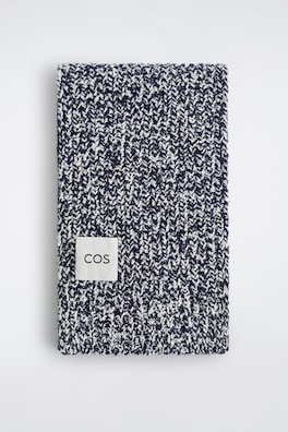 REVERSIBLE FLECKED WOOL-BLEND SCARF — NAVY / WHITE 5