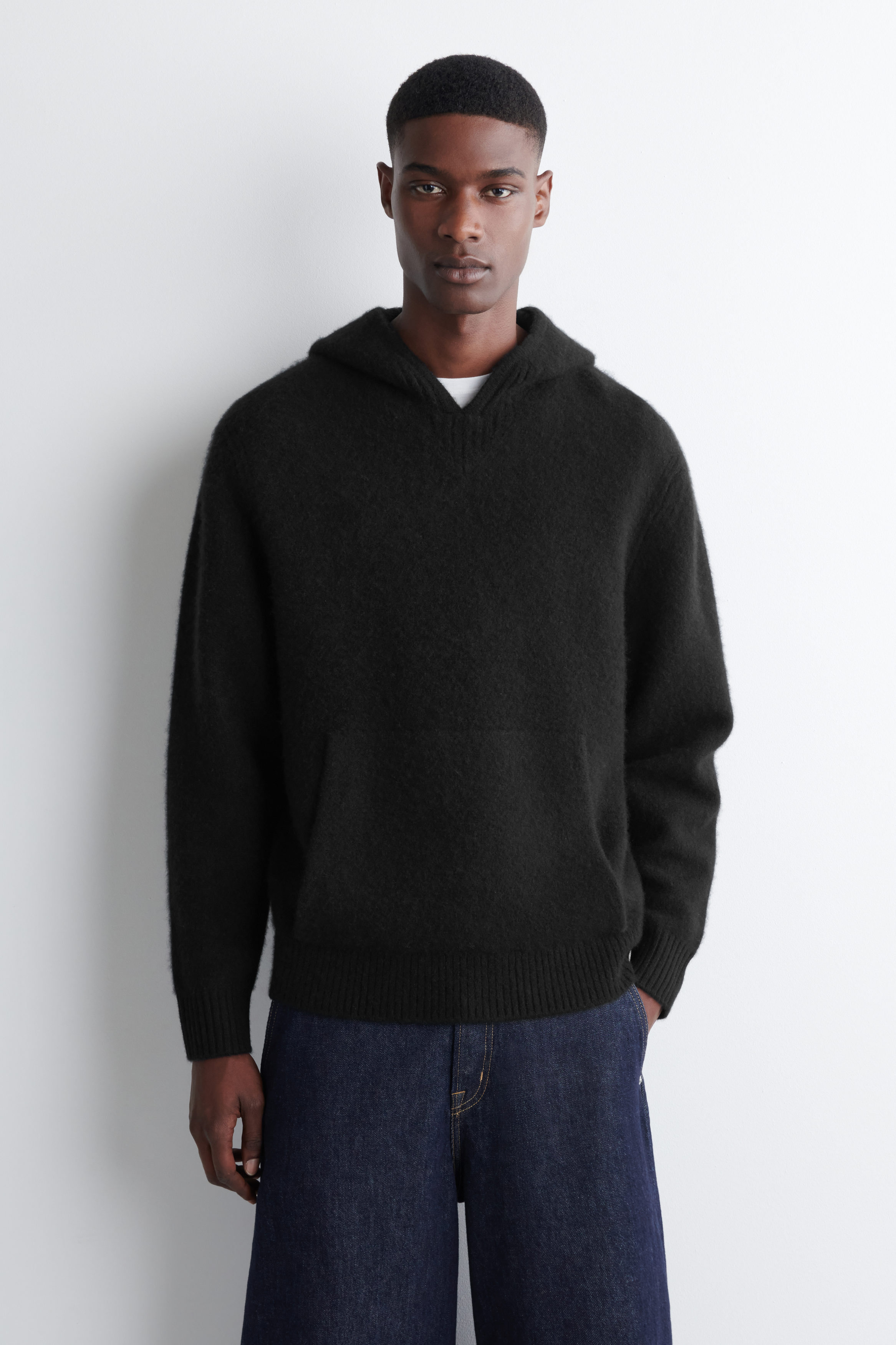 BOILED-CASHMERE HOODIE - BLACK | COS