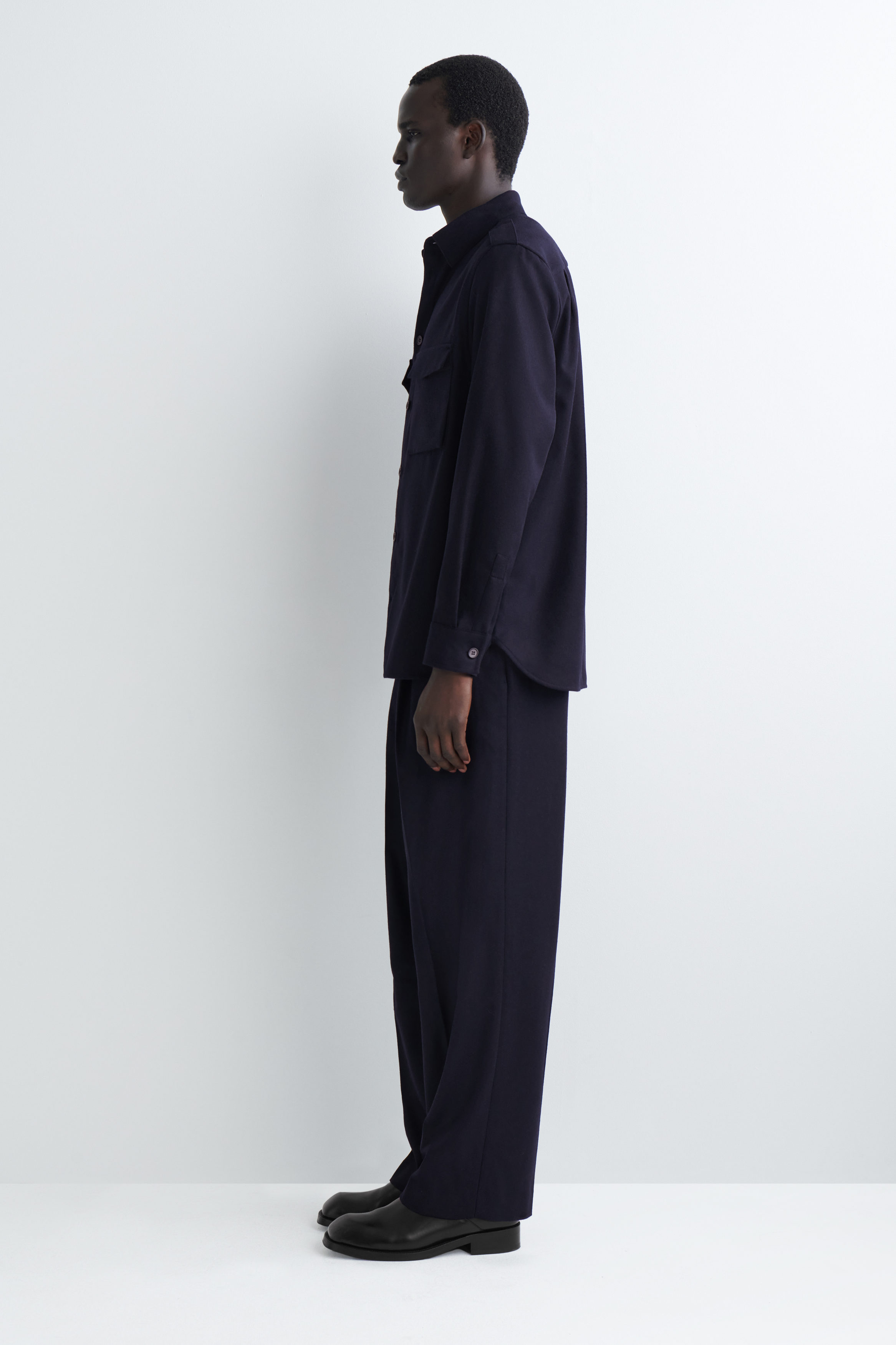 EPAULET-DETAIL WOOL SHIRT - NAVY | COS US