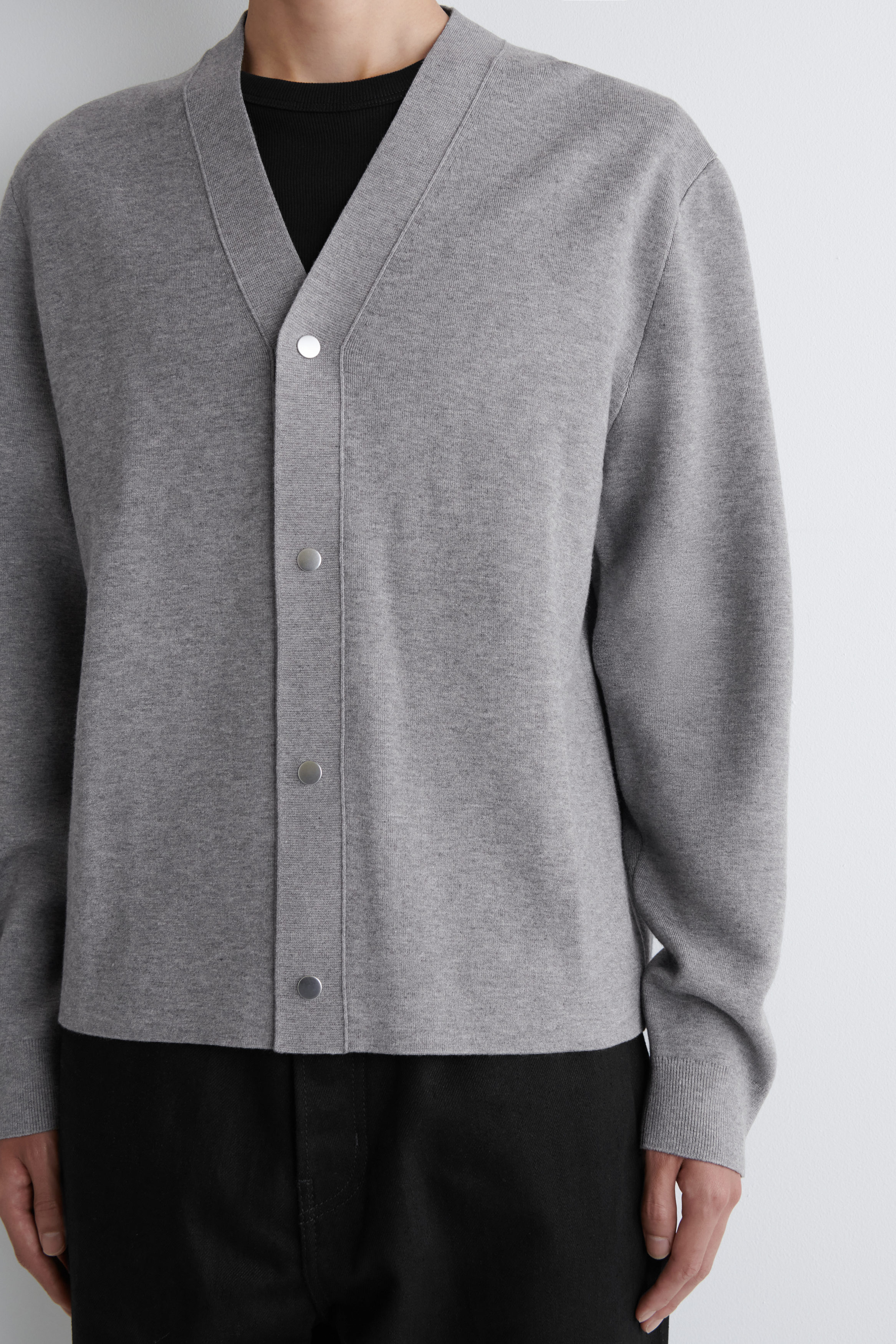 DOUBLE-FACED KNITTED CARDIGAN - GRAY MÉLANGE | COS