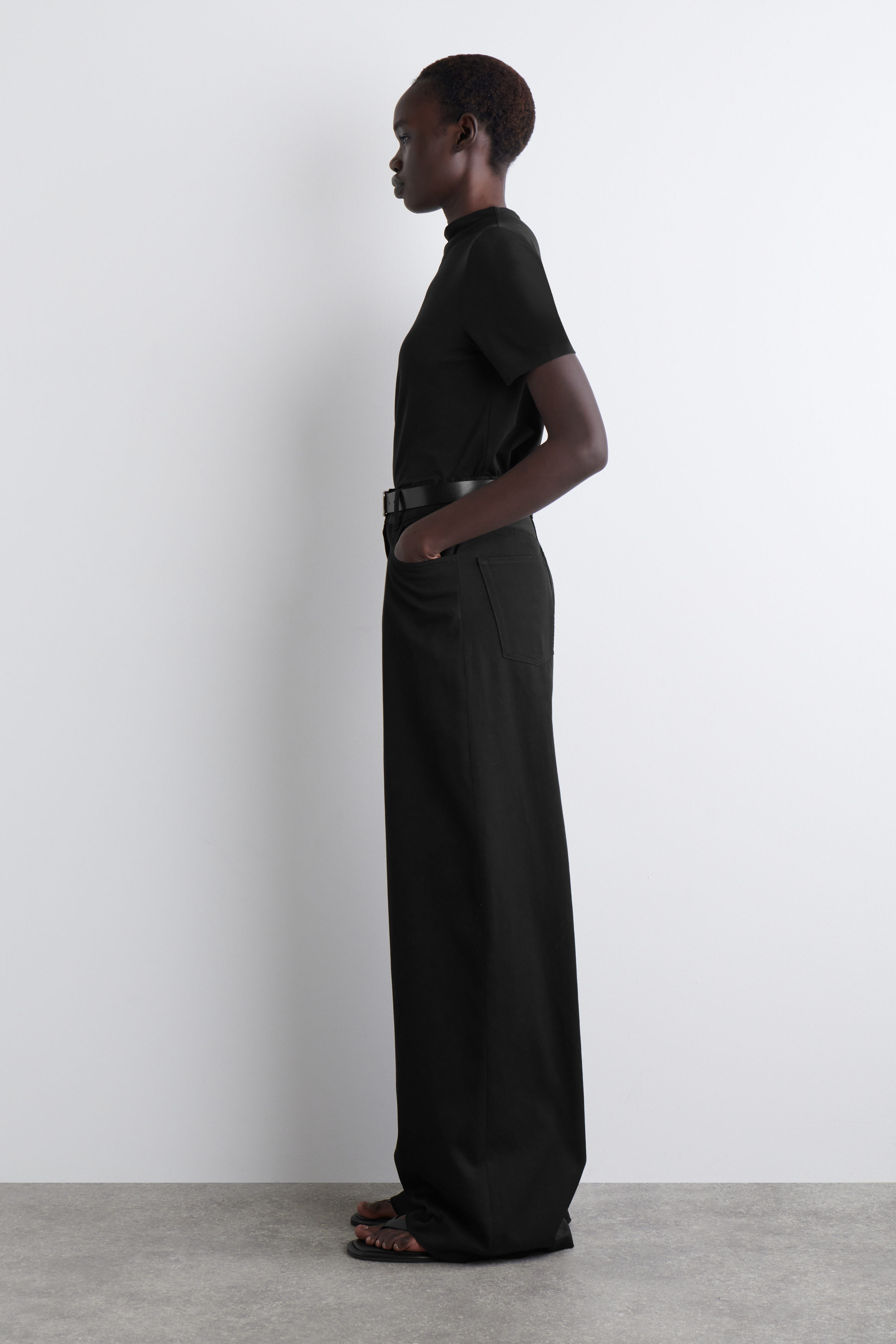 WIDE-LEG COTTON PANTS - BLACK | COS