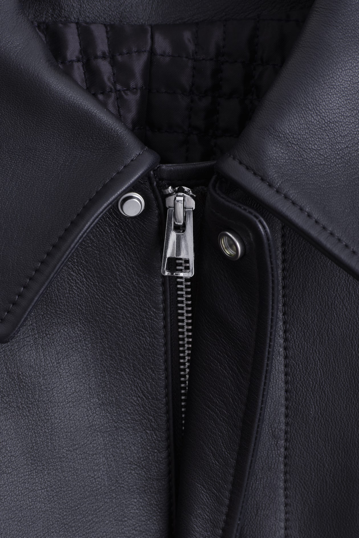 LEATHER-PANELED WOOL BOMBER JACKET — MIDNIGHT