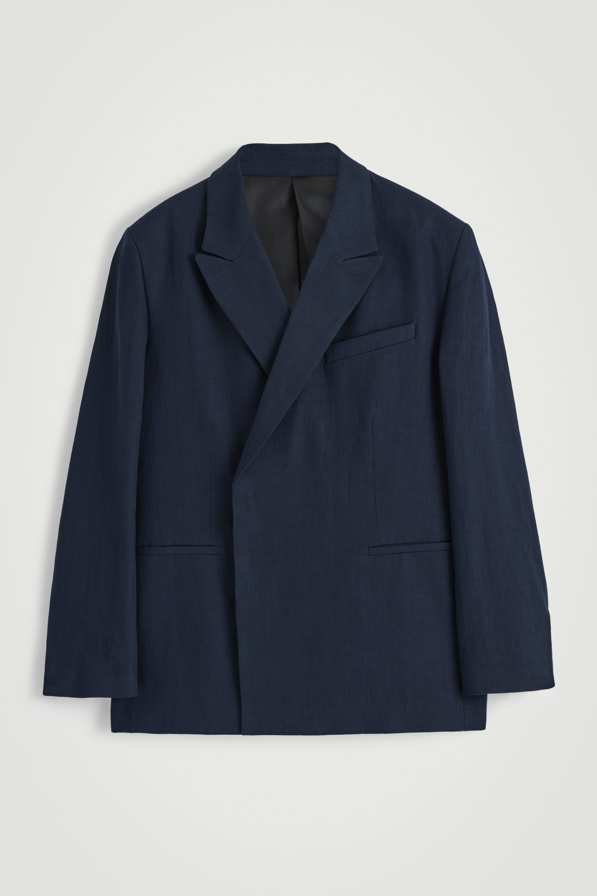 【送料&関税込】  Relaxed Linen Db Breasted Blaze RELAXED DOUBLE-BREASTED LINEN BLAZER - NAVY | COS