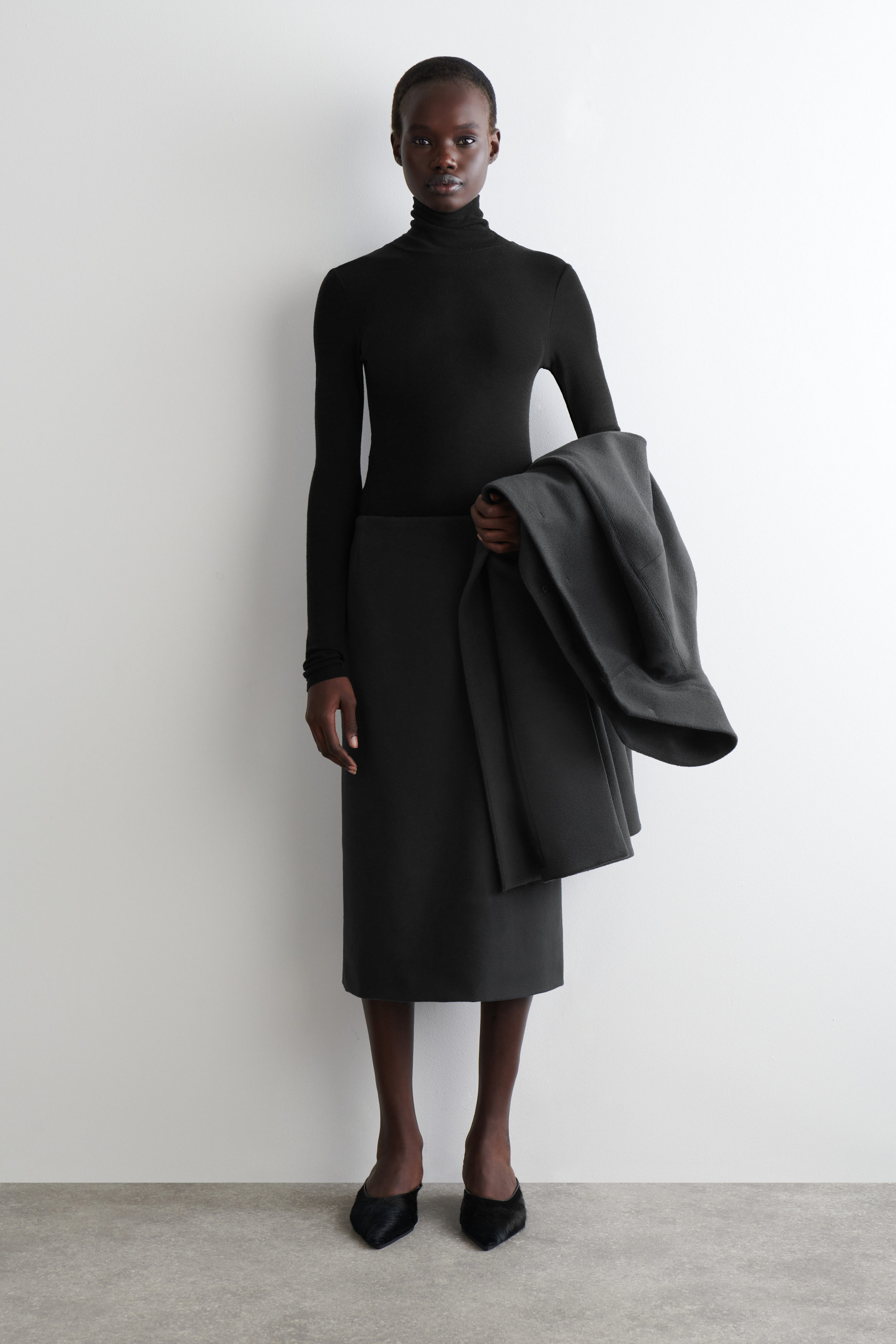 WOOL-ZIBELINE PENCIL SKIRT - STEEL | COS US