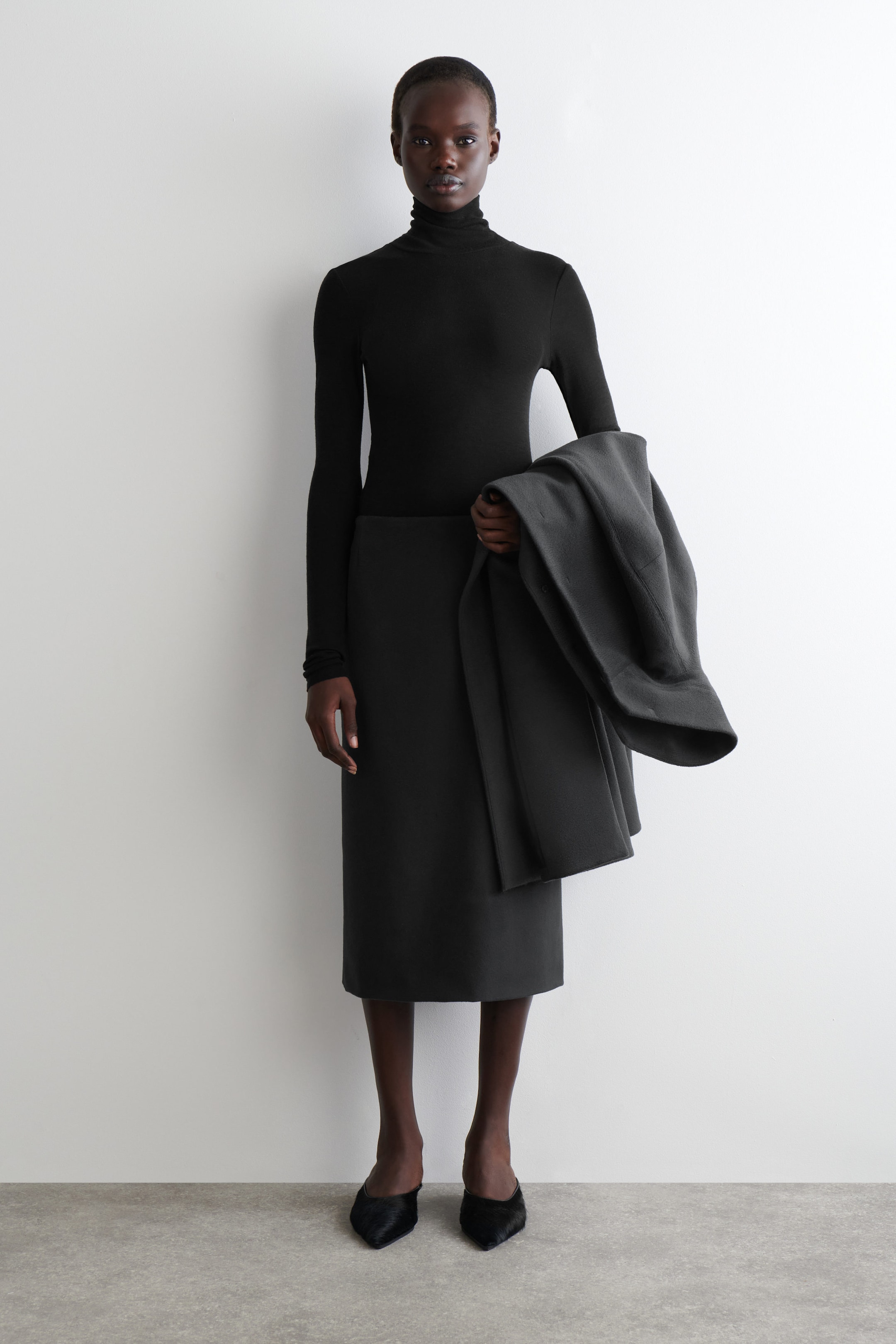 WOOL-ZIBELINE PENCIL SKIRT