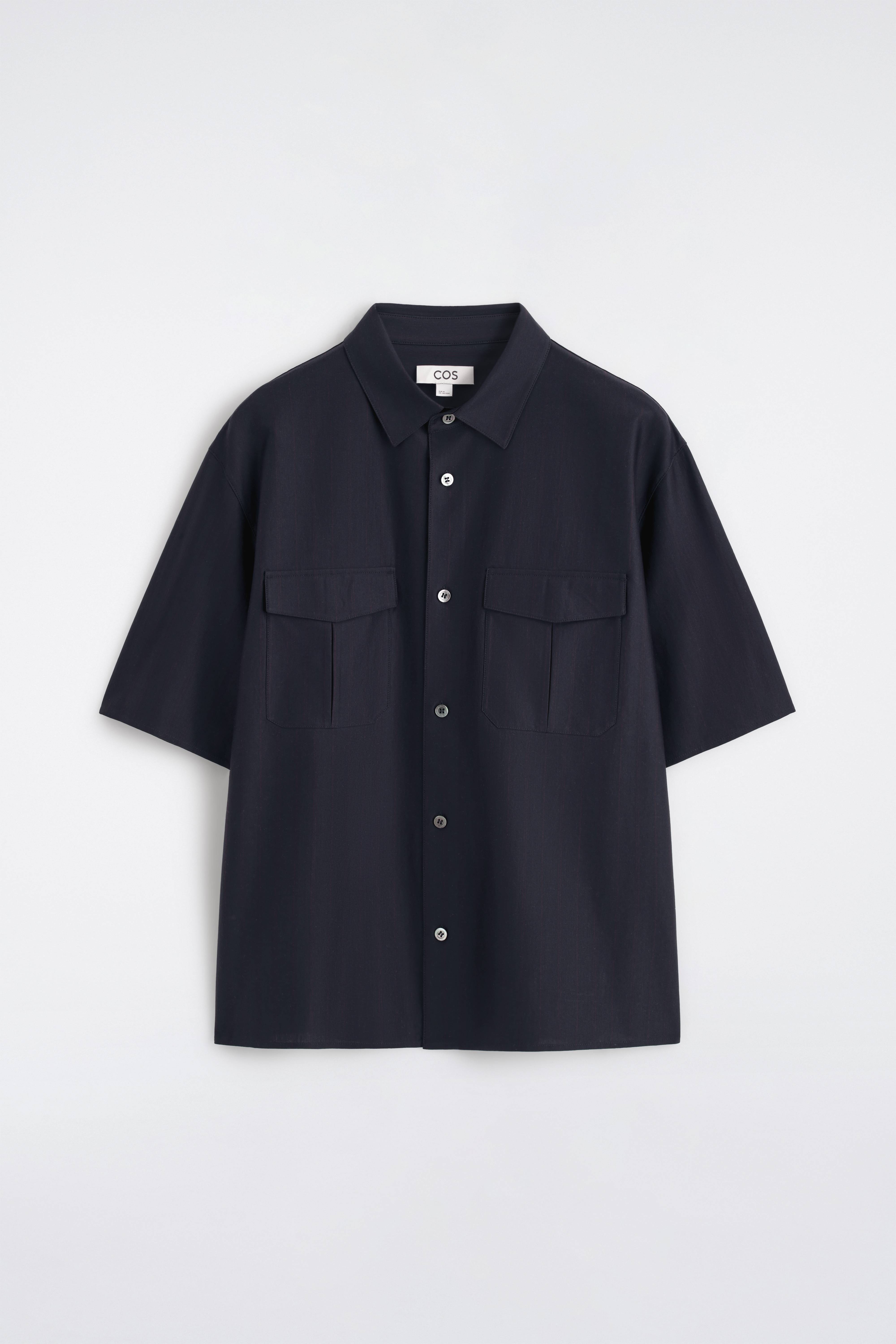 STRIPED COTTON-JACQUARD SHIRT - NAVY / BROWN / STRIPED