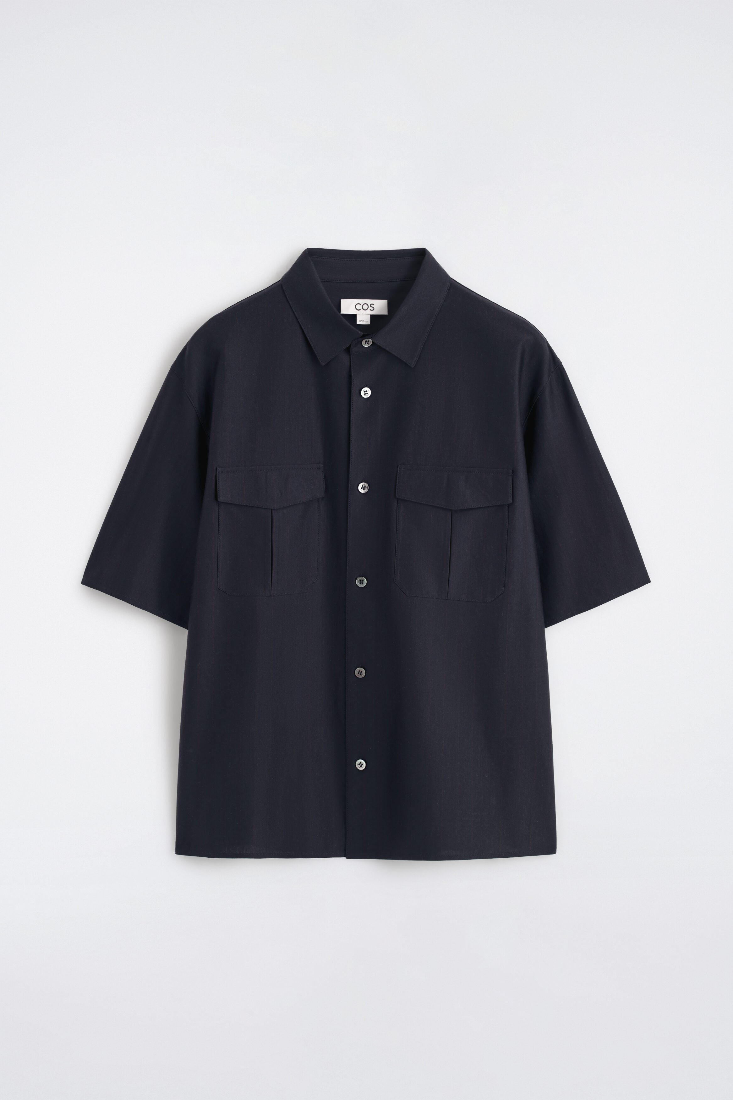 STRIPED COTTON JACQUARD SHIRT - NAVY / BROWN / STRIPED | COS US