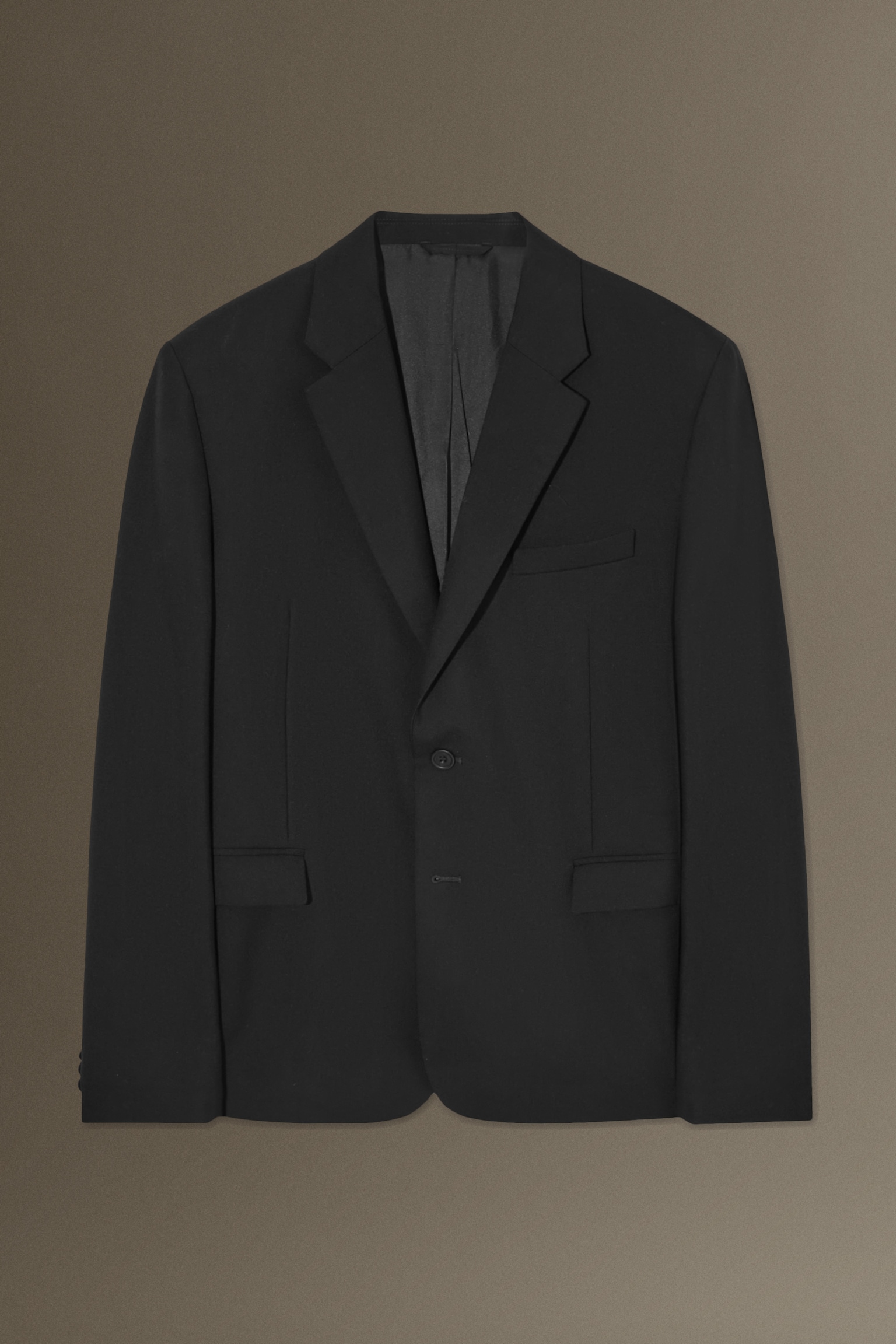 REGULAR-FIT TAILORED WOOL BLAZER - BLACK