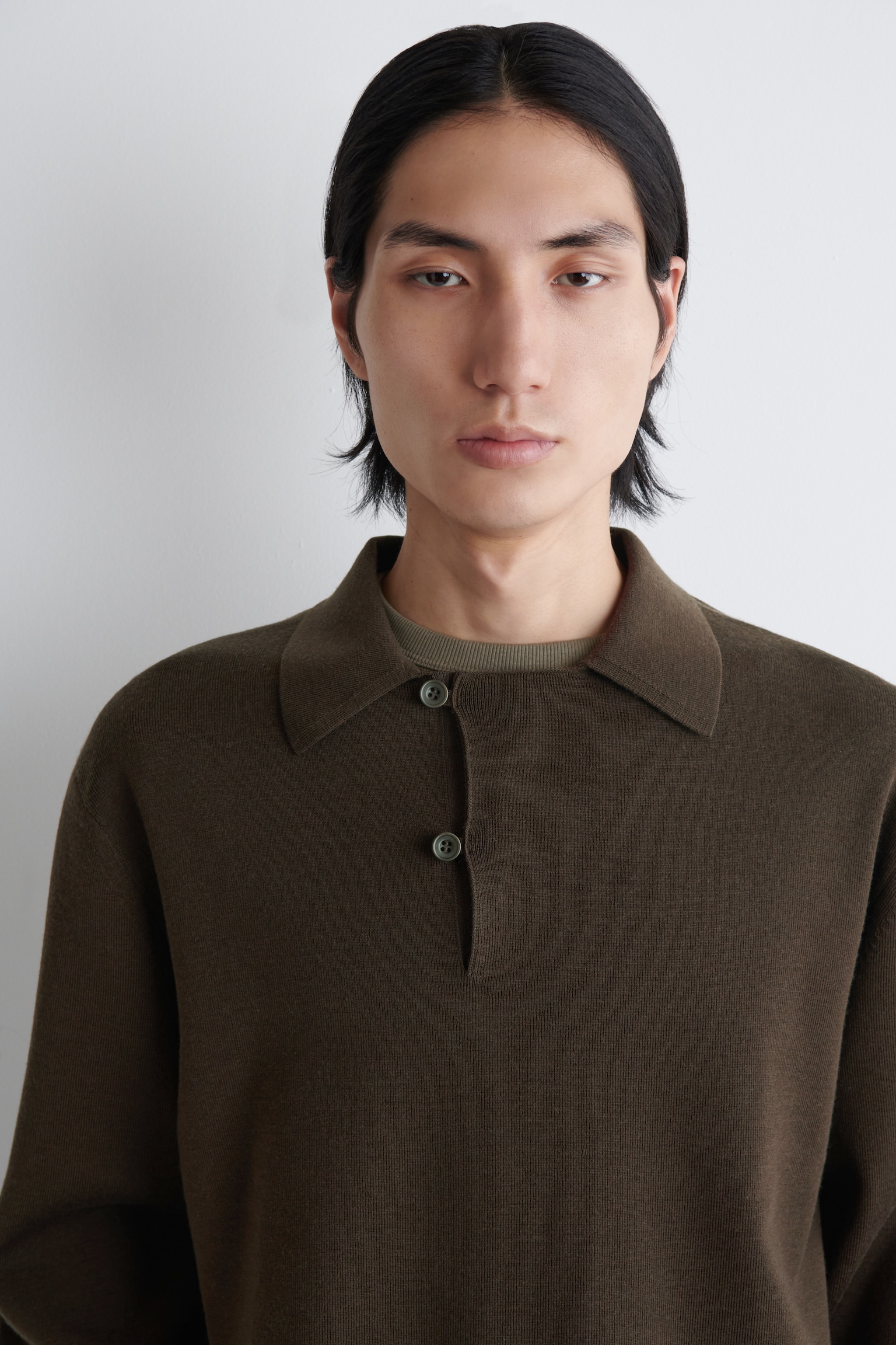 PULL POLO EN LAINE - BRUN FONCÉ - 7