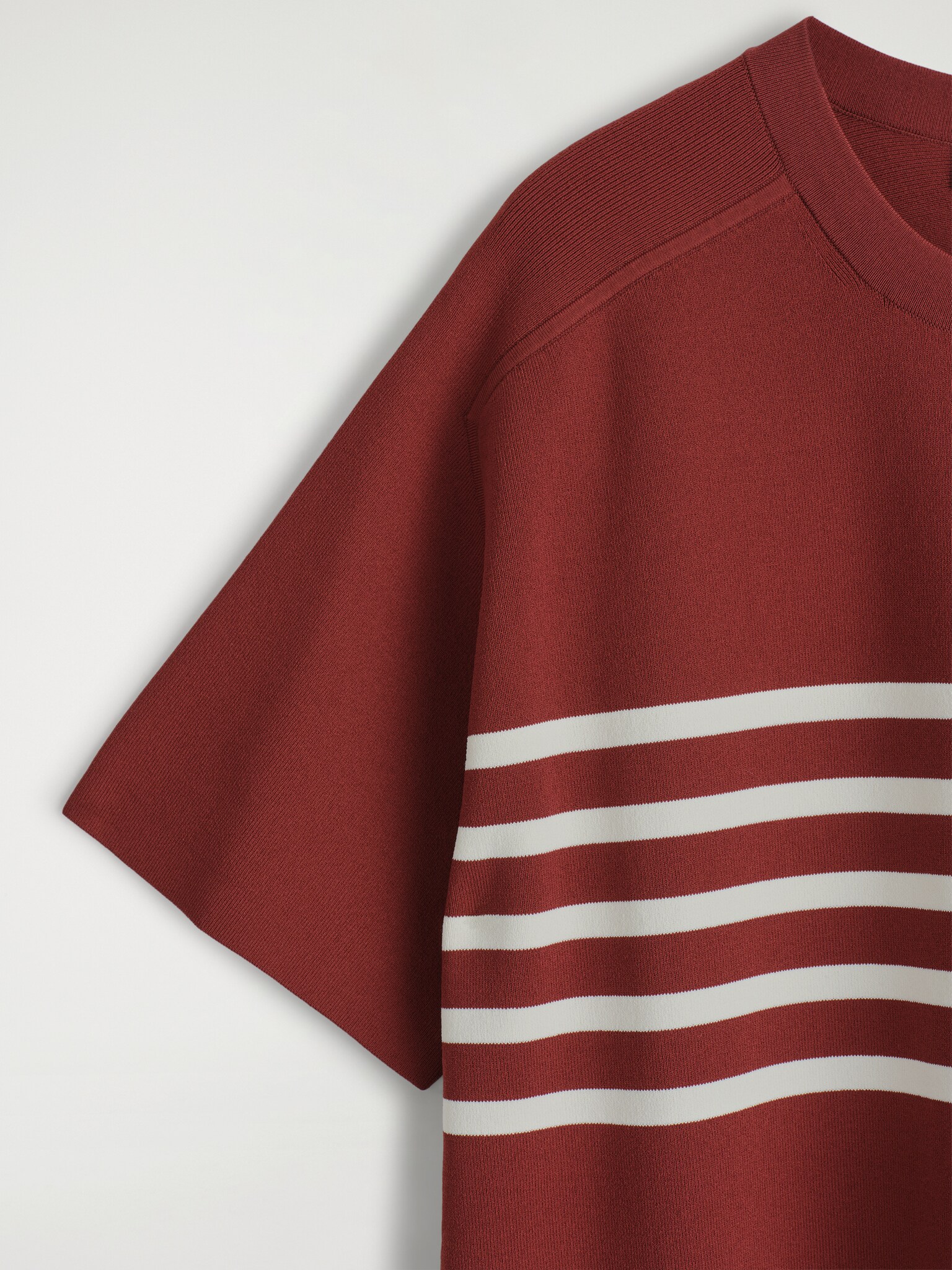 ROBE T-SHIRT EN MAILLE - ROUGE / RAYURES/BLEU MARINE - 4