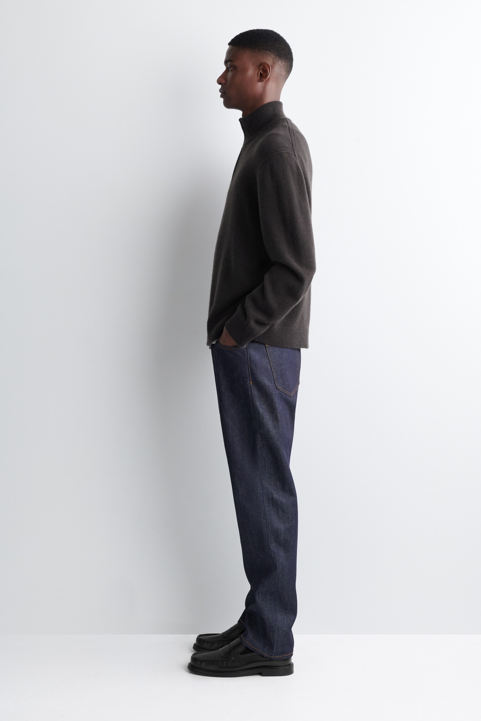 PULL ZIPPÉ EN CACHEMIRE - BRUN FONCÉ/GRIS - 6