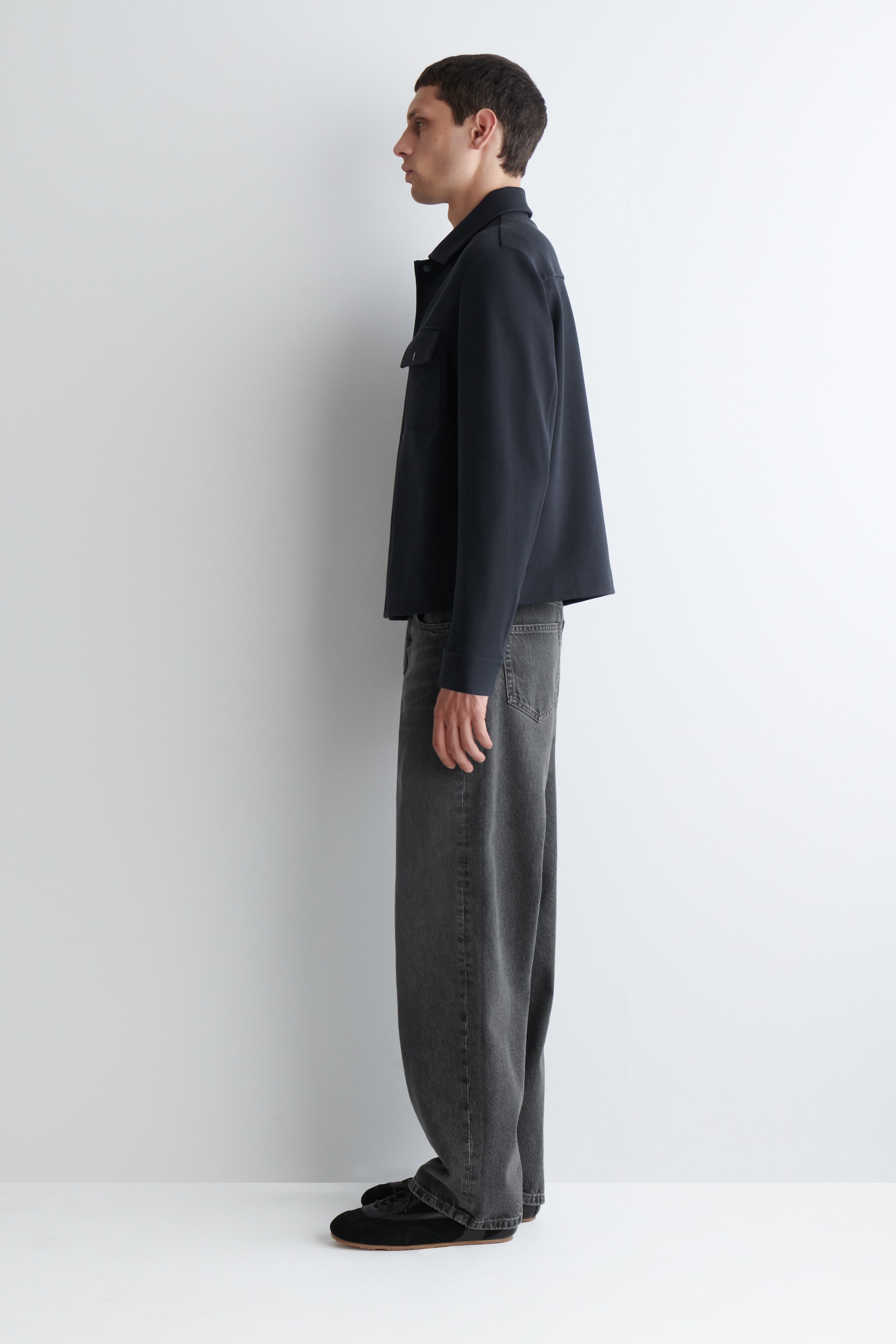 CHAQUETA CAMISERA DE PUNTO Y SARGA - AZUL MARINO/TOPO/NEGRO - 5