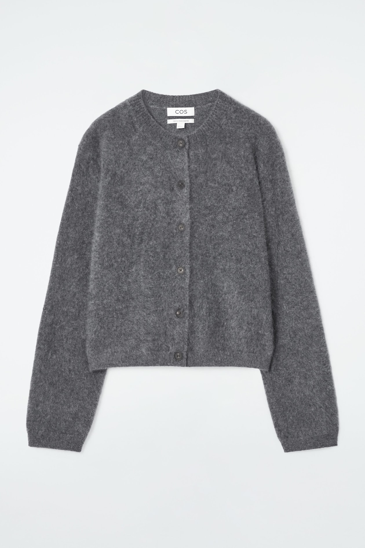 CARDIGAN AUS GEBÜRSTETEM KASCHMIR DUNKELGRAU COS