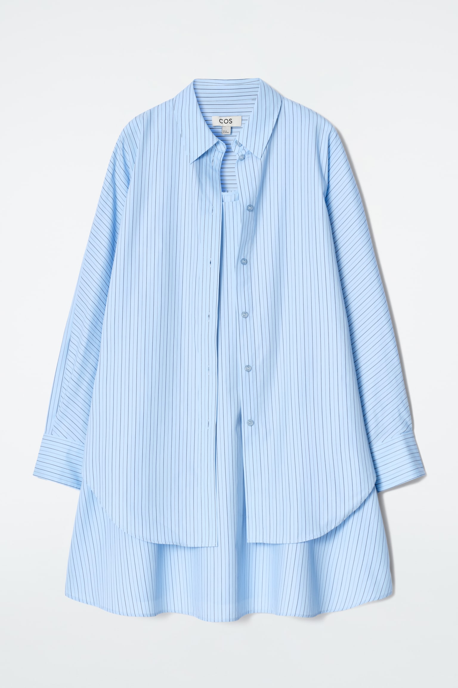ROBE-CHEMISE TRAPÈZE RAYÉE EFFET SUPERPOSÉ - BLEU / RAYÉ - 2