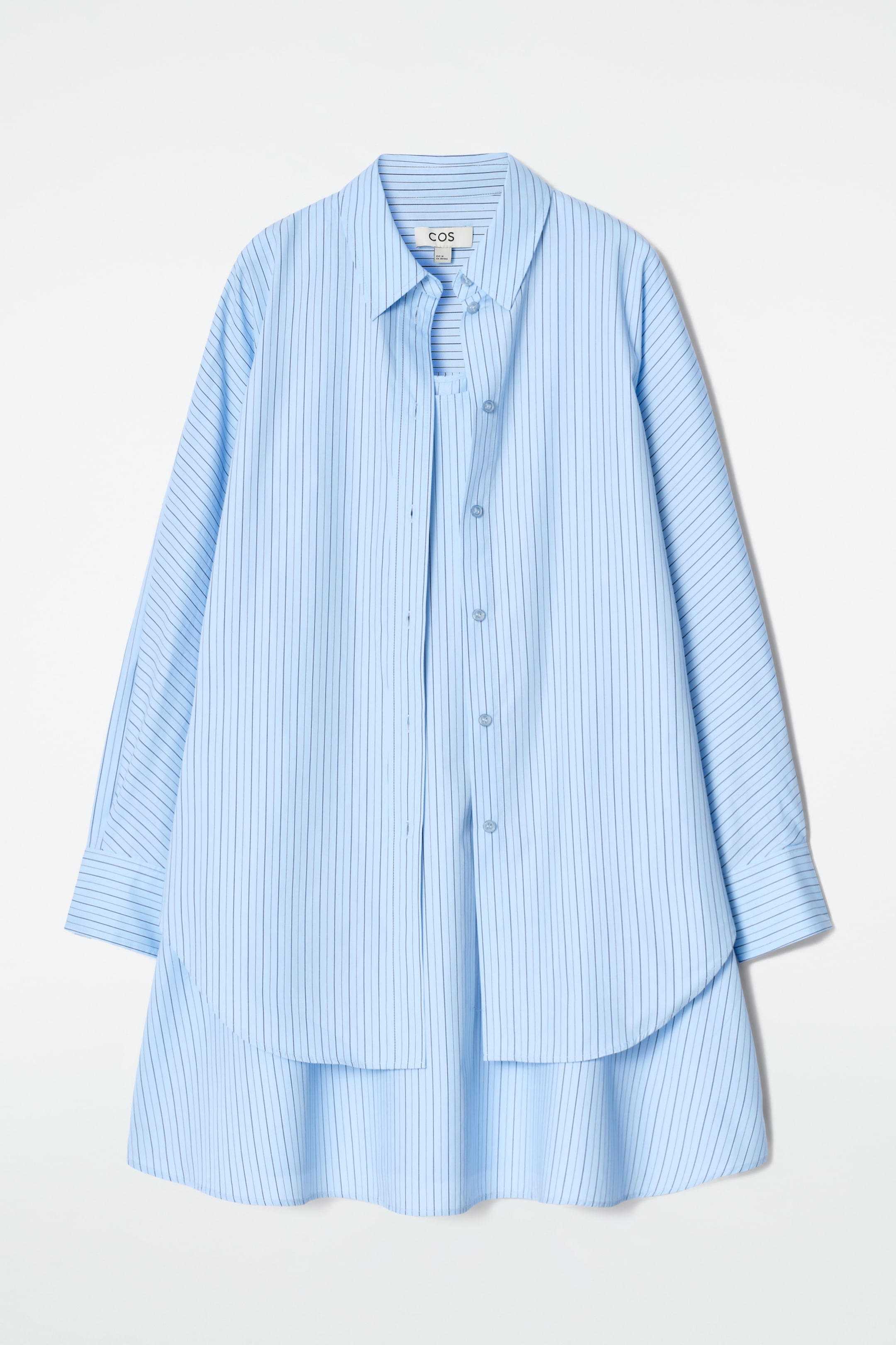 Ingrandisci l'immagine: LAYERED STRIPED TRAPEZE SHIRT DRESS - BLUE / STRIPED - DONNA | H&M CH 7