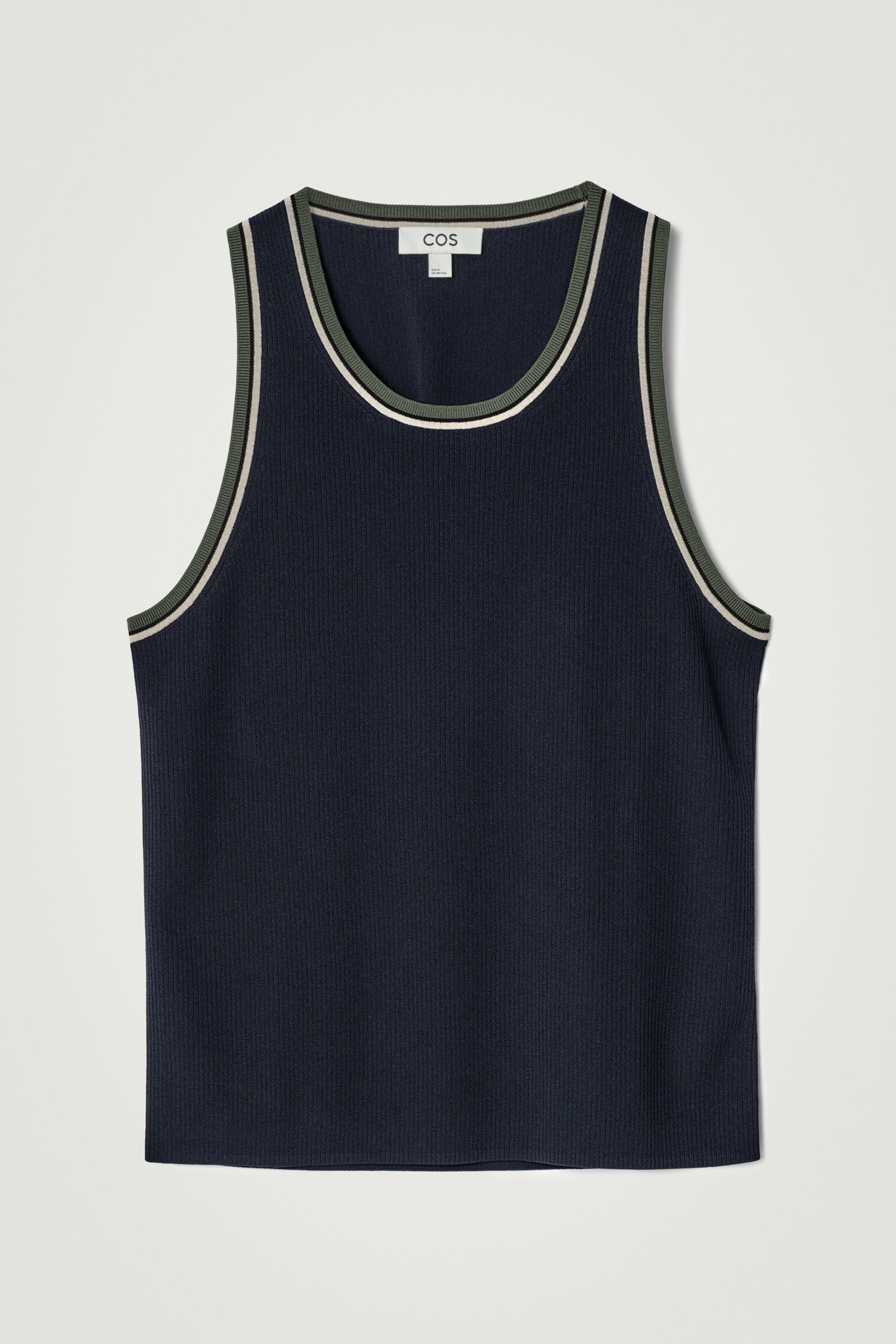 CAMISETA DE CANALÉ CON RIBETE EN CONTRASTE - AZUL MARINO/BLANCO - 2
