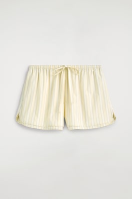 LAYERED DRAWSTRING COTTON-POPLIN SHORTS — YELLOW / STRIPED 7