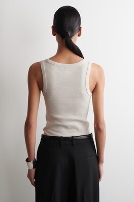 RIBBED COTTON TANK TOP — LIGHT BEIGE / UNDYED 3
