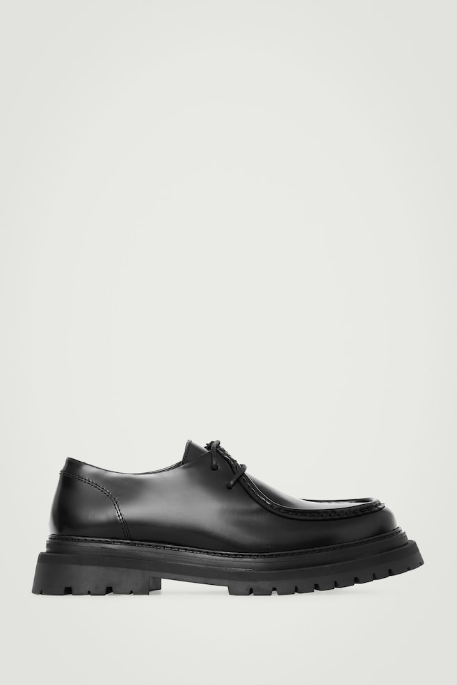 HolloShoe Black Leather Chunky Derby Shoes