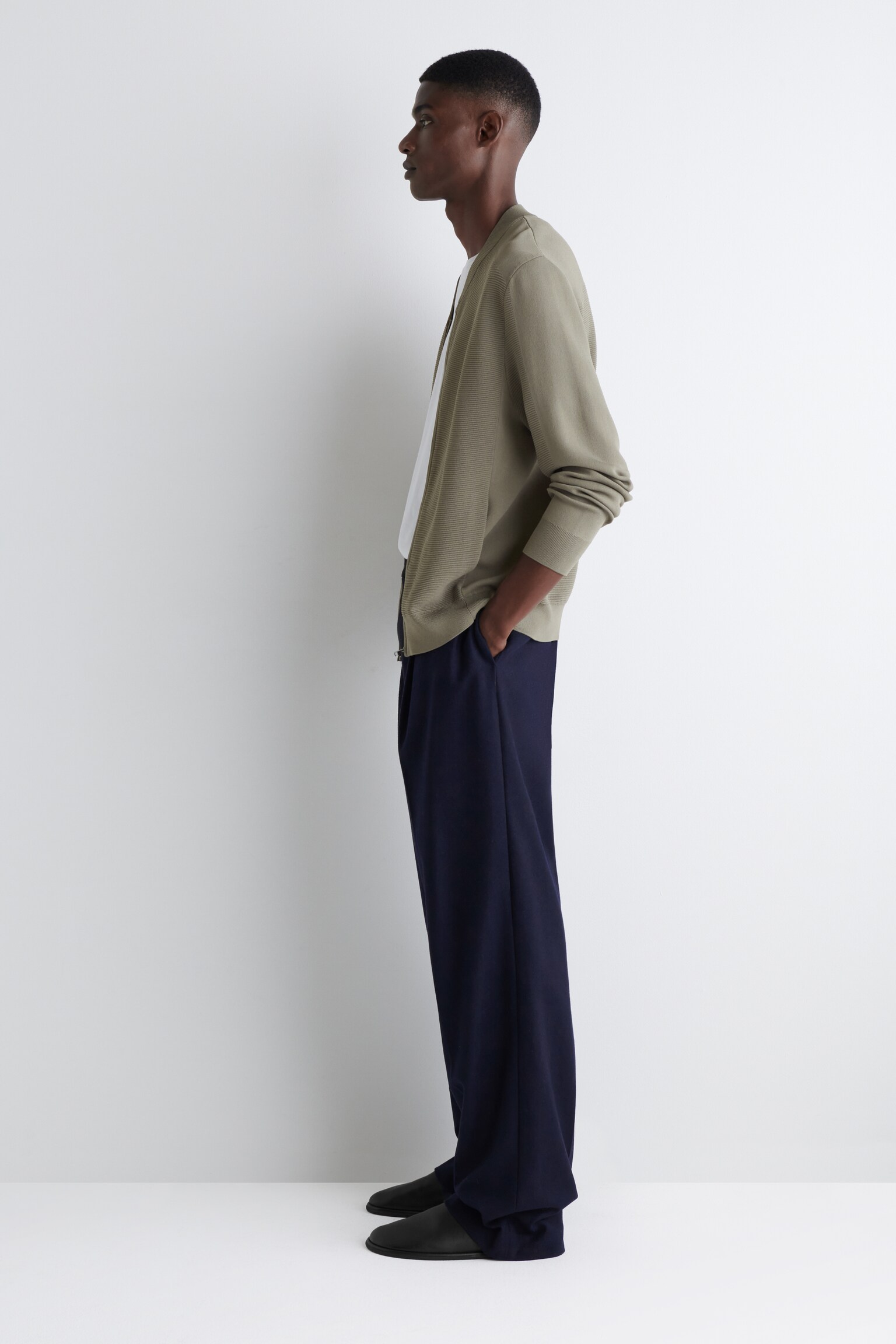 CHAQUETA BOMBER DE PUNTO CON TEXTURA - BOLETUS/AZUL MARINO - 3