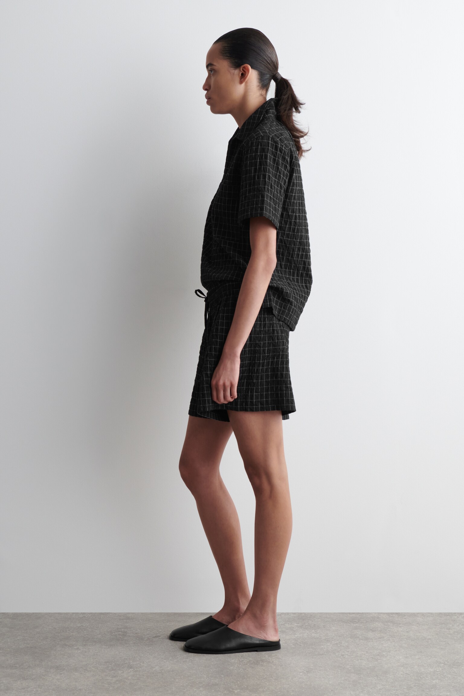 SHORT À CARREAUX EN COTON - NOIR / CARREAUX - 5