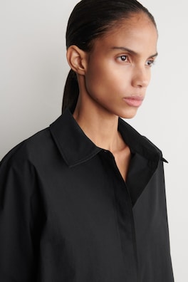 OVERSIZED SHORT-SLEEVED COTTON SHIRT — BLACK 5