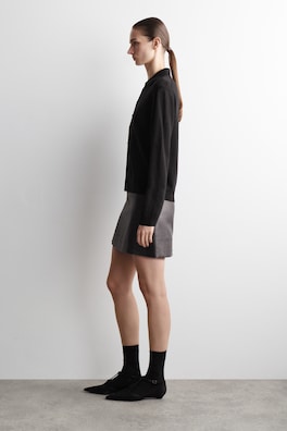 KNITTED LINEN-MERINO SHIRT — BLACK 3