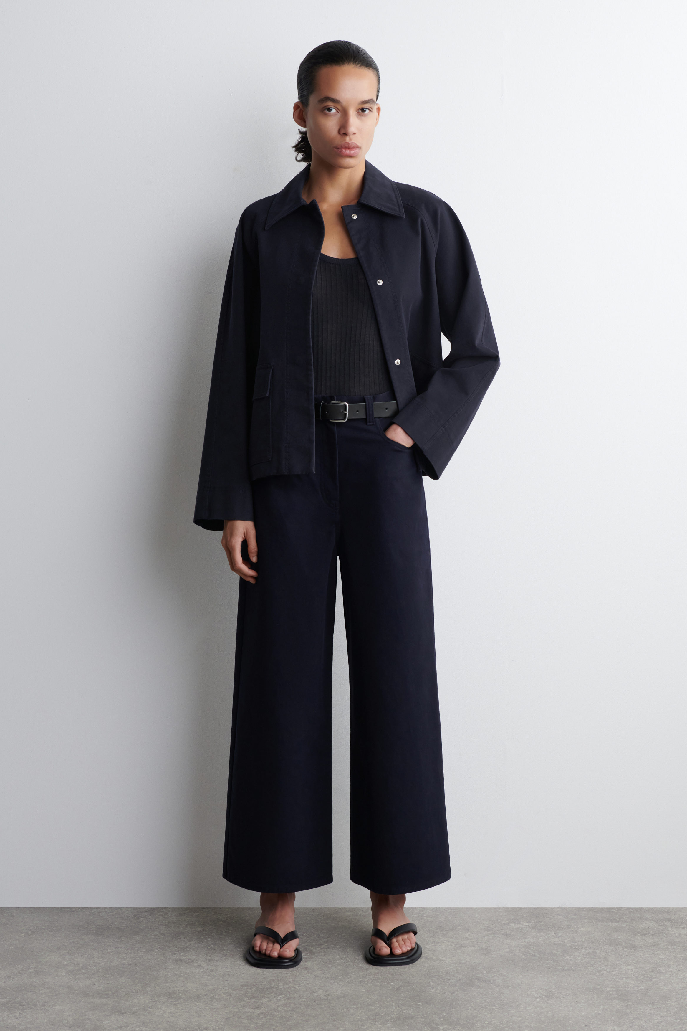 【SATIIIZ】Teach Wide Cotton Pants Drawstring Satin Trousers - Khaki Green - Wide trousers