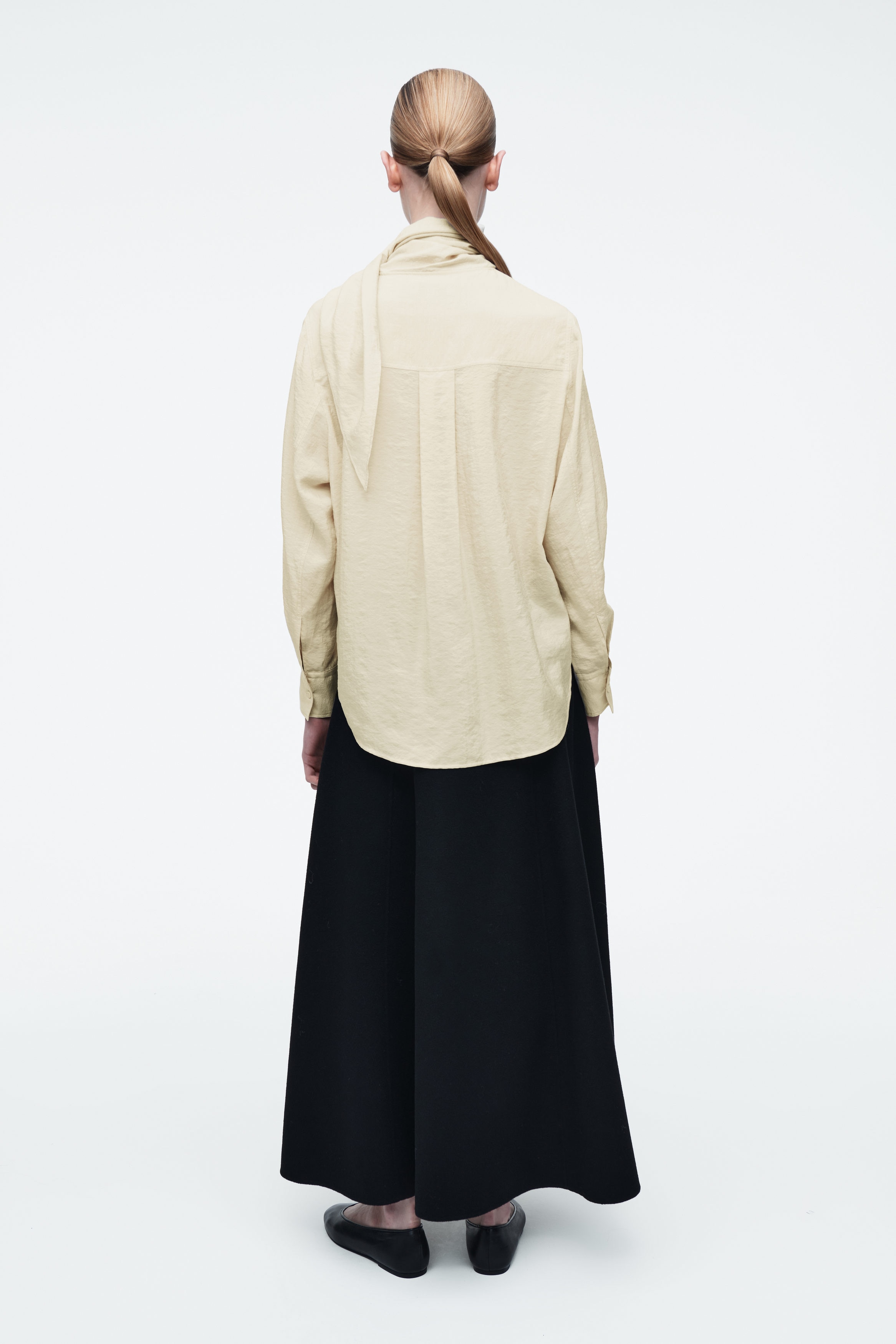 SCARF-DETAIL SILK BLOUSE - BEIGE | COS