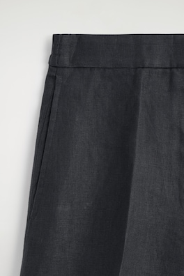 TAILORED ELASTICATED LINEN SHORTS — BLACK 5