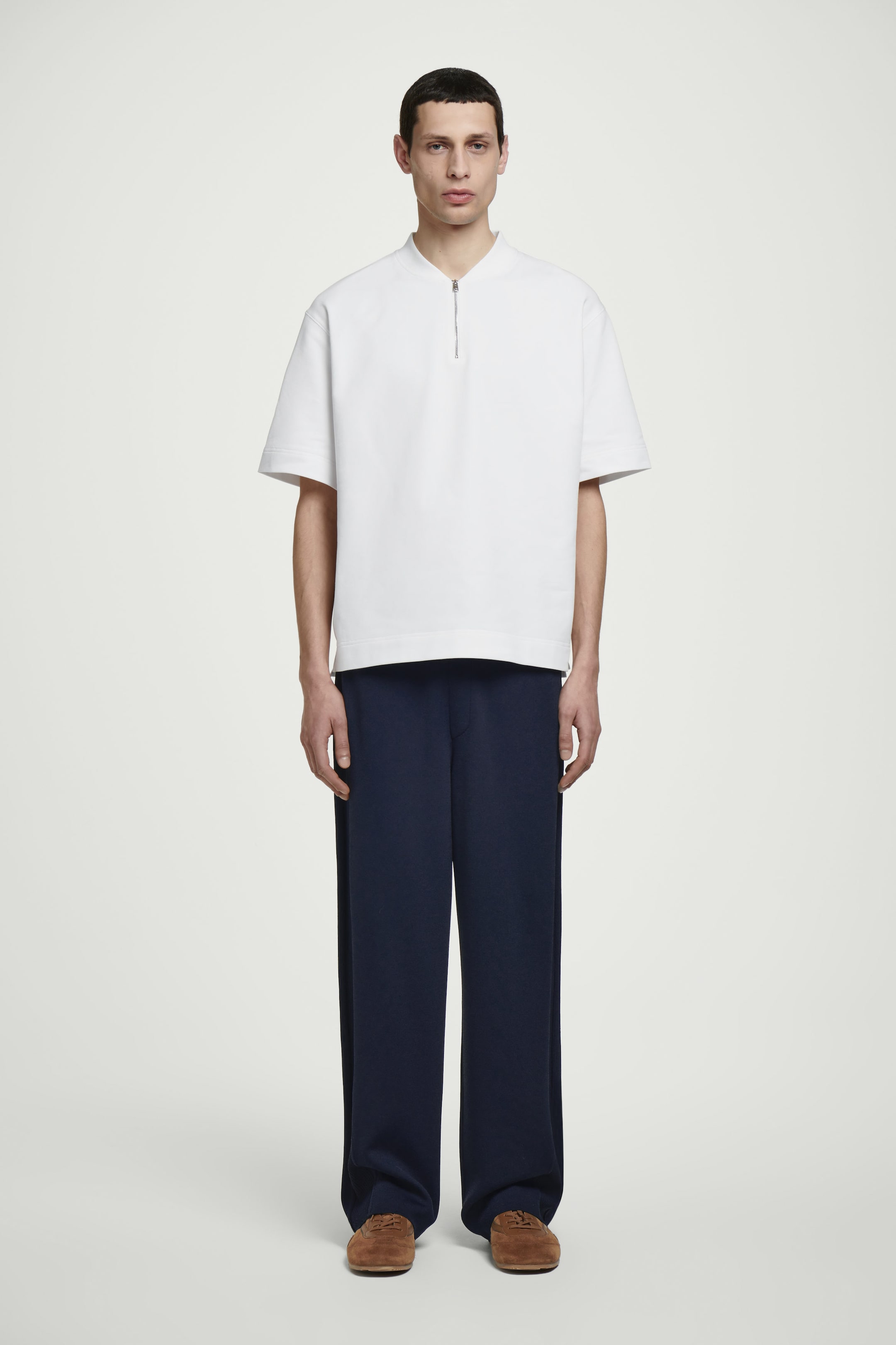 HALF-ZIP COTTON T-SHIRT