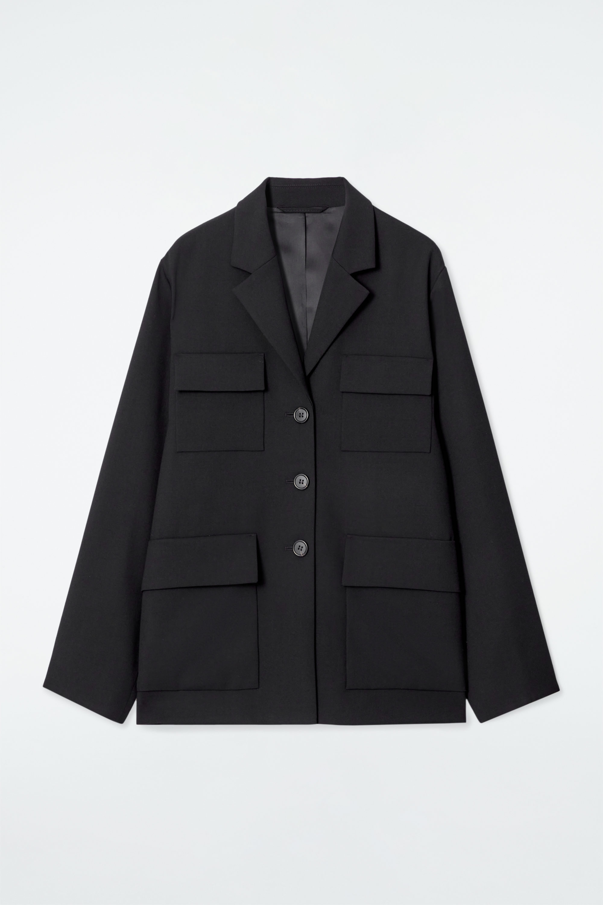 RELAXED SINGLE-BREASTED UTILITY BLAZER - BLACK | COS