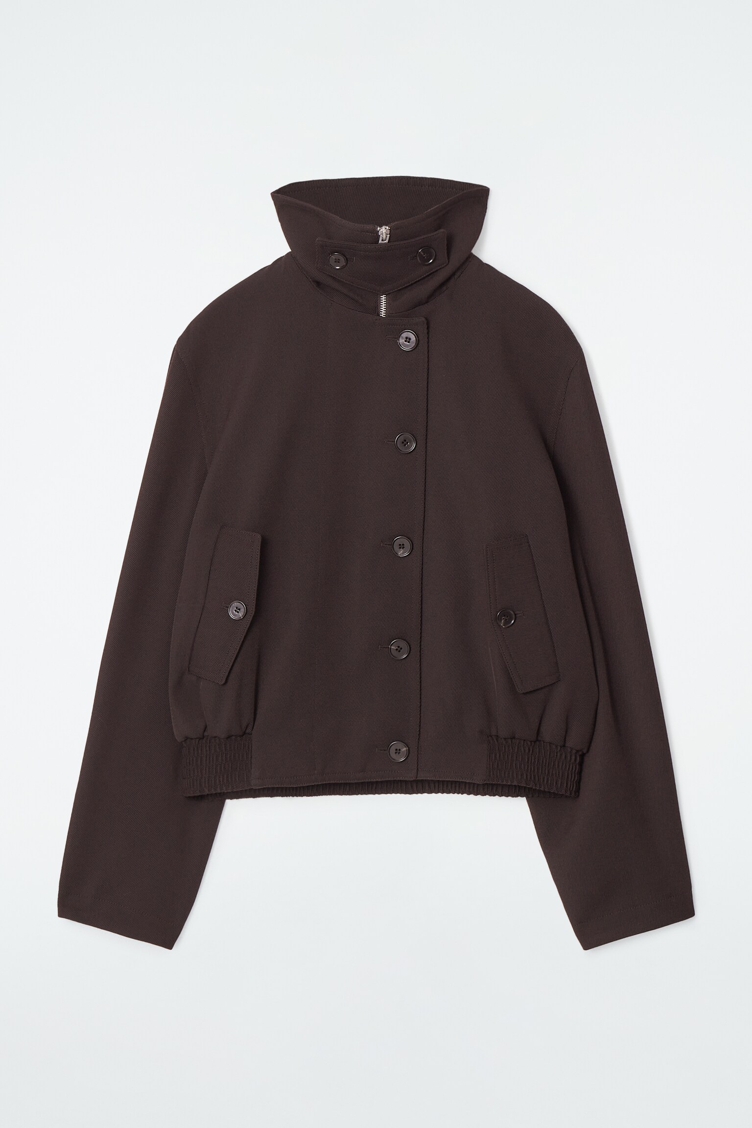 OVERSIZED-JACKE AUS WOLL-MIX MIT STEHKRAGEN - DUNKELBRAUN - 2