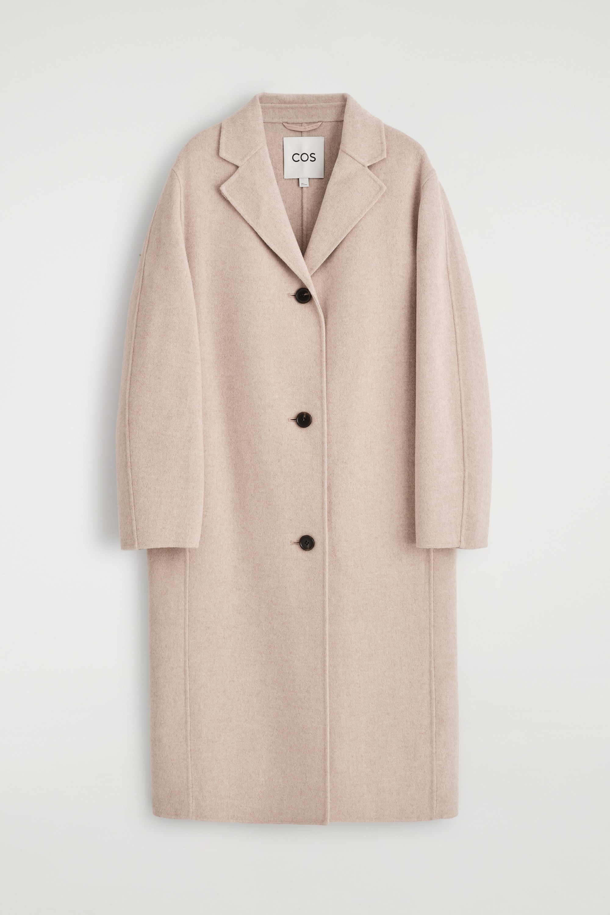 MANTEAU LONG EN LAINE DOUBLE FACE - BEIGE CLAIR/NOIR