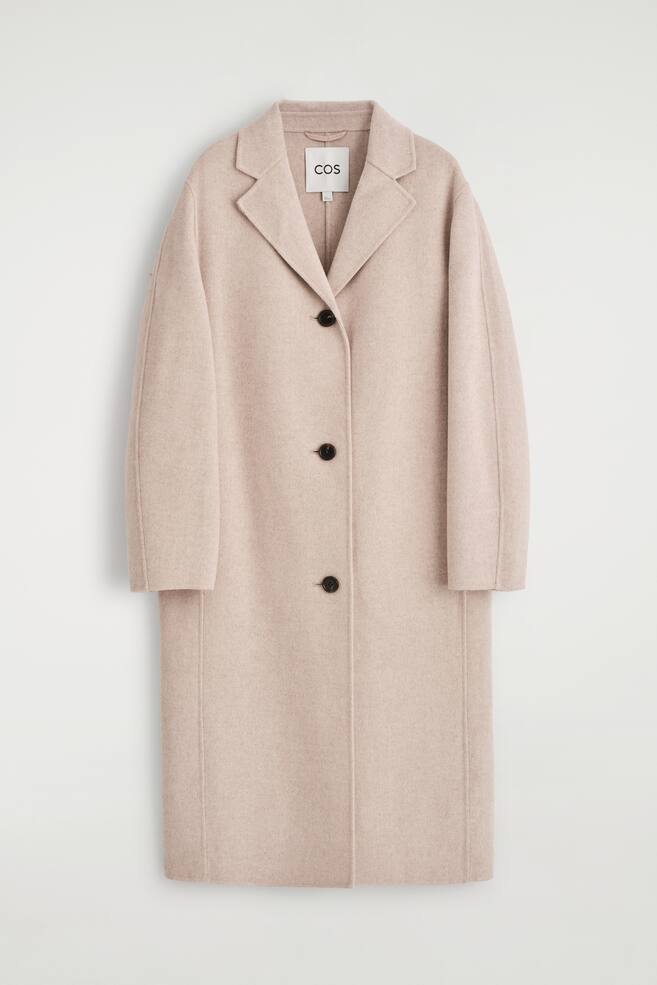 DOUBLE-FACED WOOL LONG COAT - BEJ DESCHIS/BLACK - 1