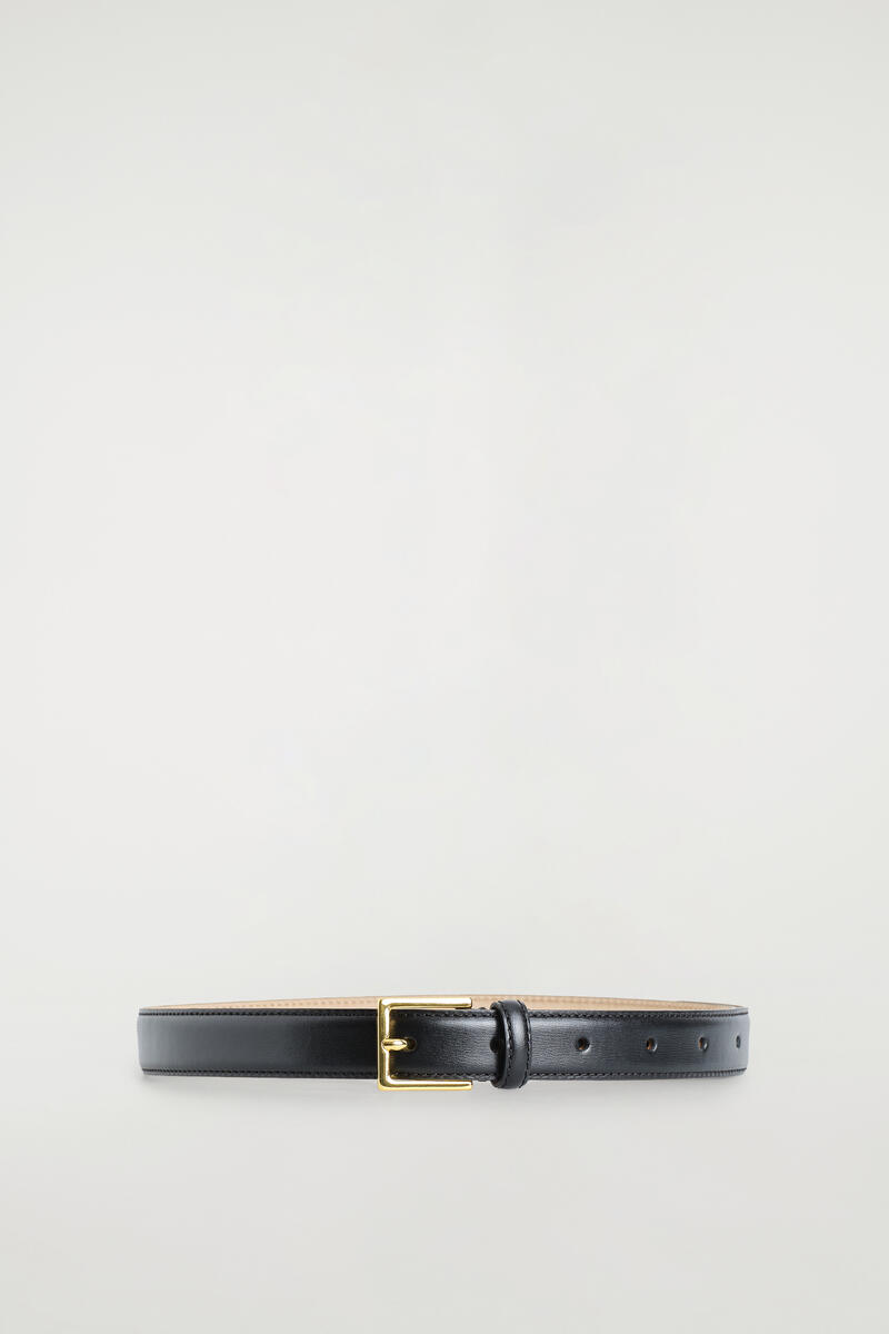 Cos Square-buckle Leather Belt In Black