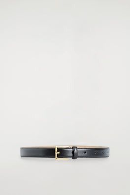 SQUARE-BUCKLE LEATHER BELT — BLACK / GOLD 3