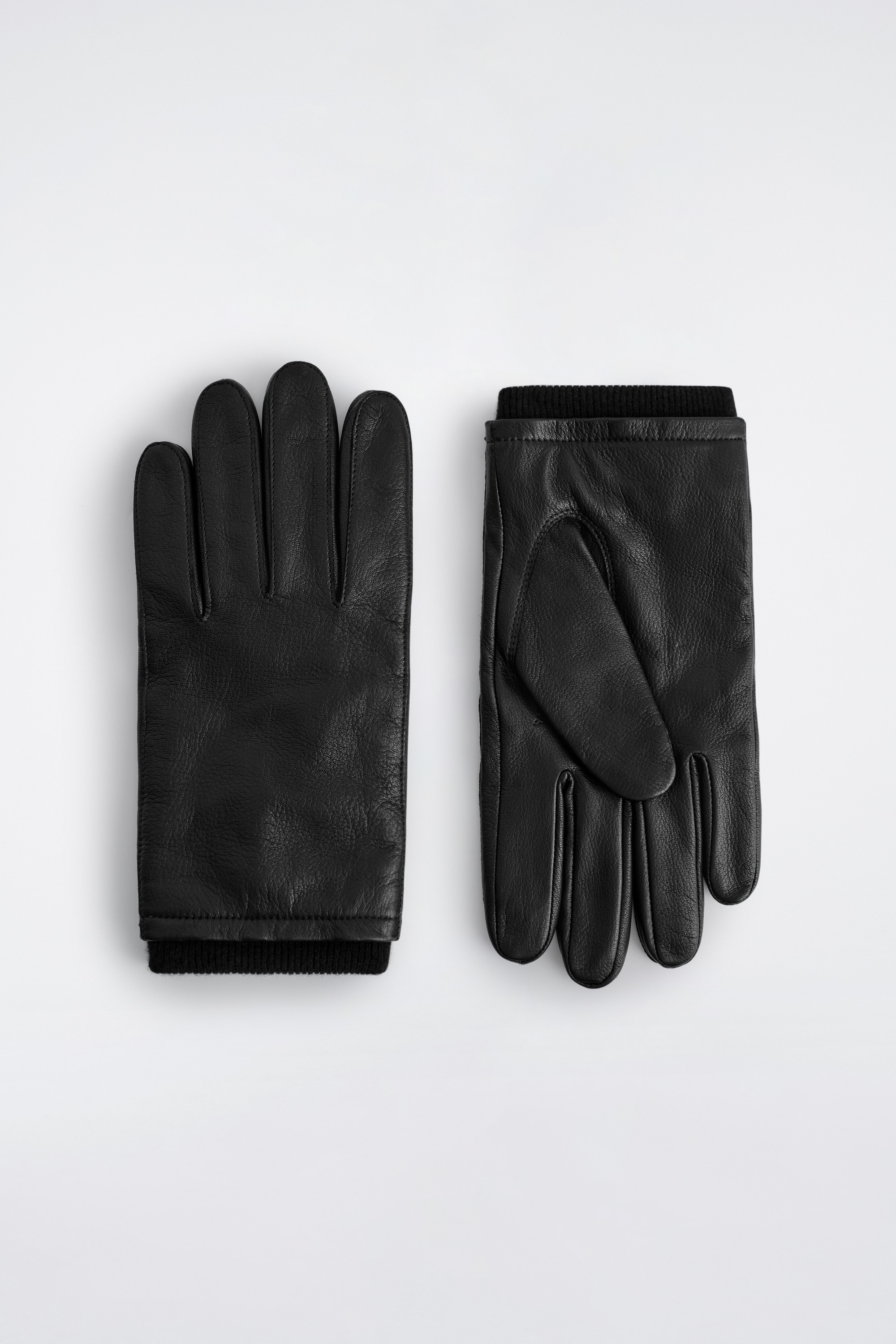 CASHMERE-LINED LEATHER GLOVES - BLACK